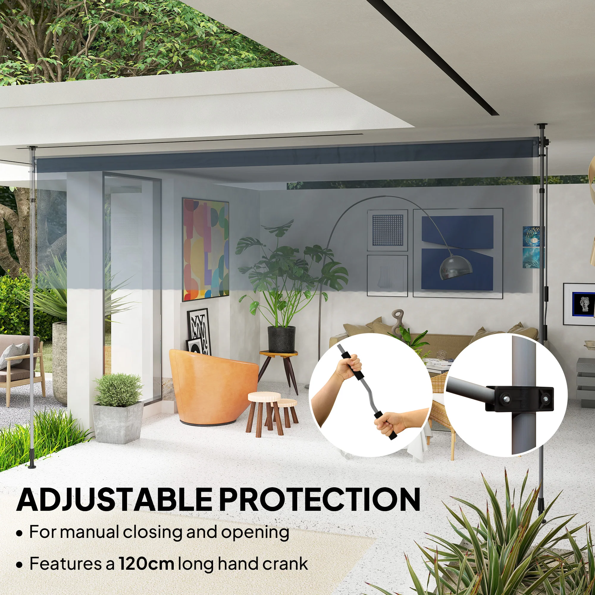13' x 10' Retractable Patio Awning with UPF30+ & Water-Resistant Fabric, Dark Grey - Image 7