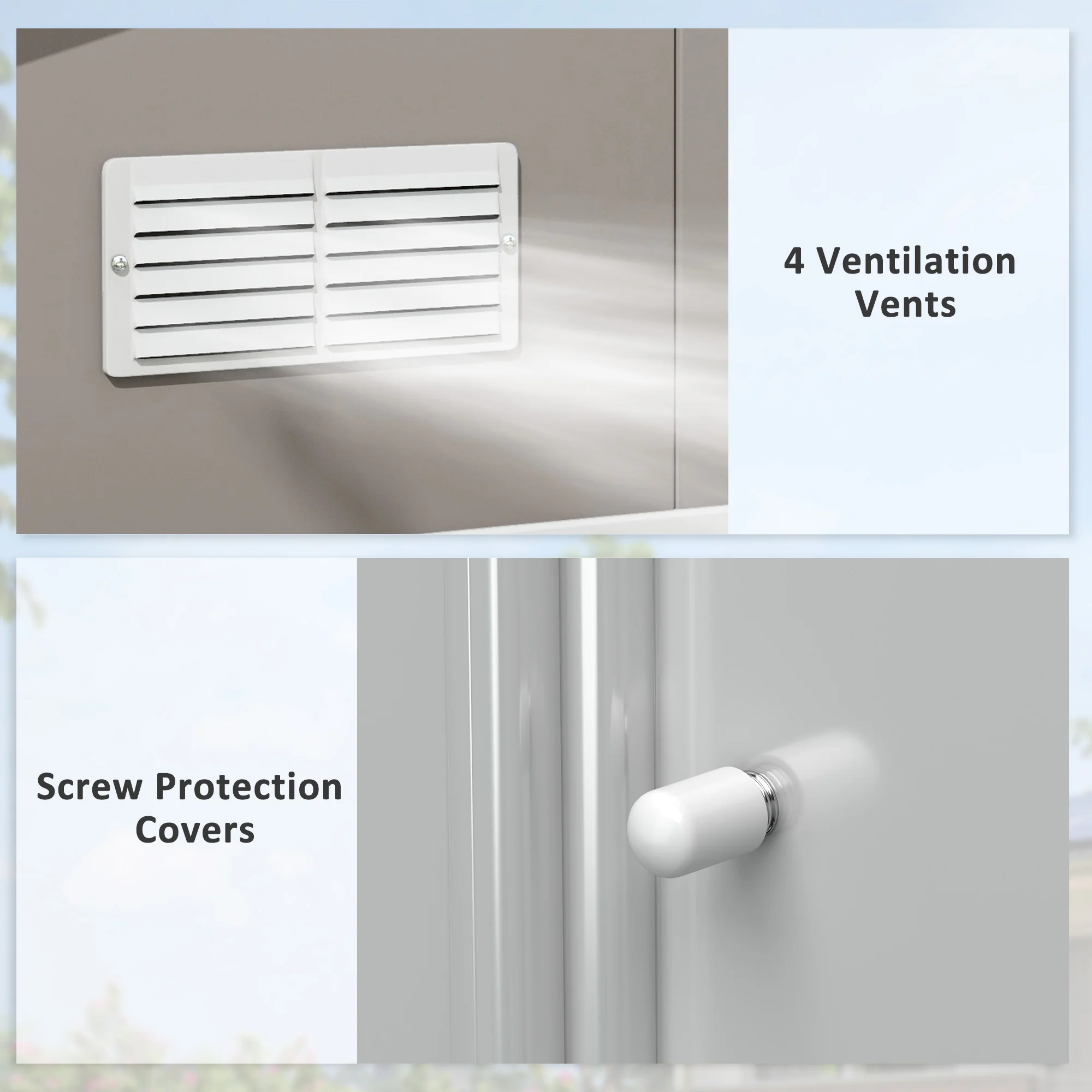 13 x 11FT Metal Garden Shed with Vents, Foundation Kit & Double Doors, Light Grey - Image 9