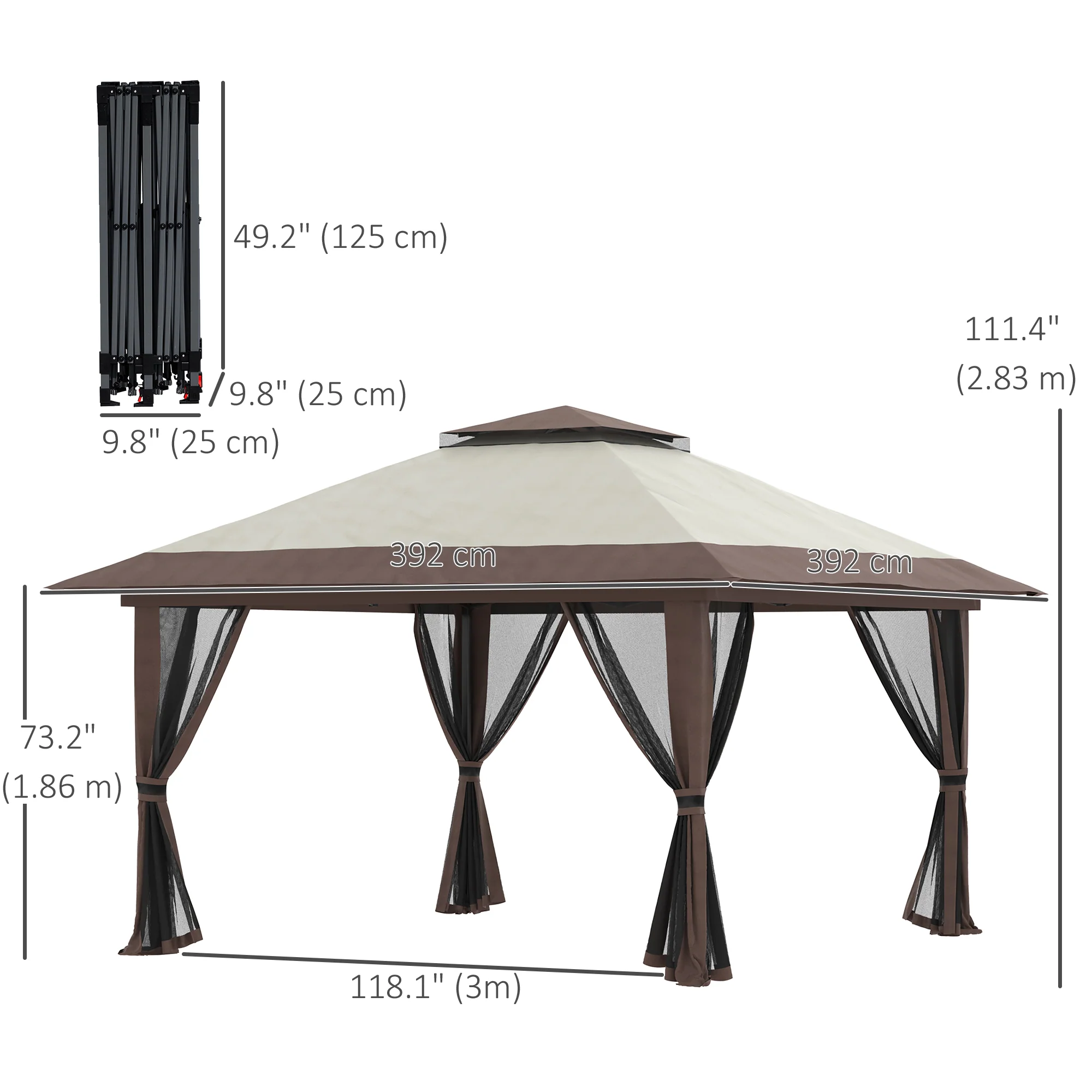 13' x 13' Pop Up Canopy with Mesh Sidewalls, Water/Sand Bag and Wheeled Carry Bag, Beige - Image 5