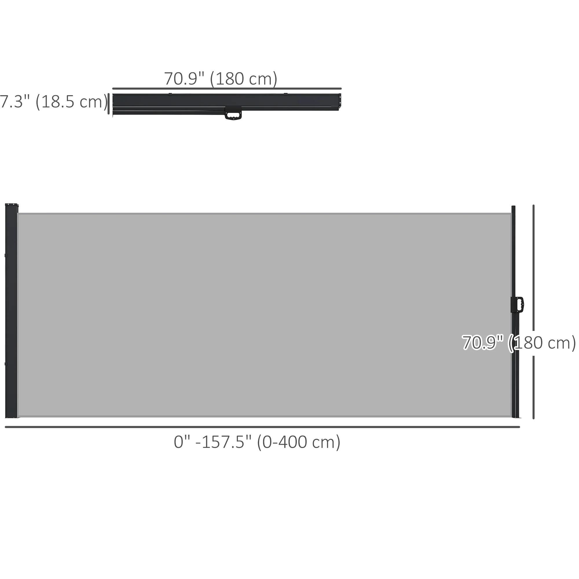 13' x 6' Retractable Side Awning, Full Cassette Privacy Screen, Light Grey - Image 5
