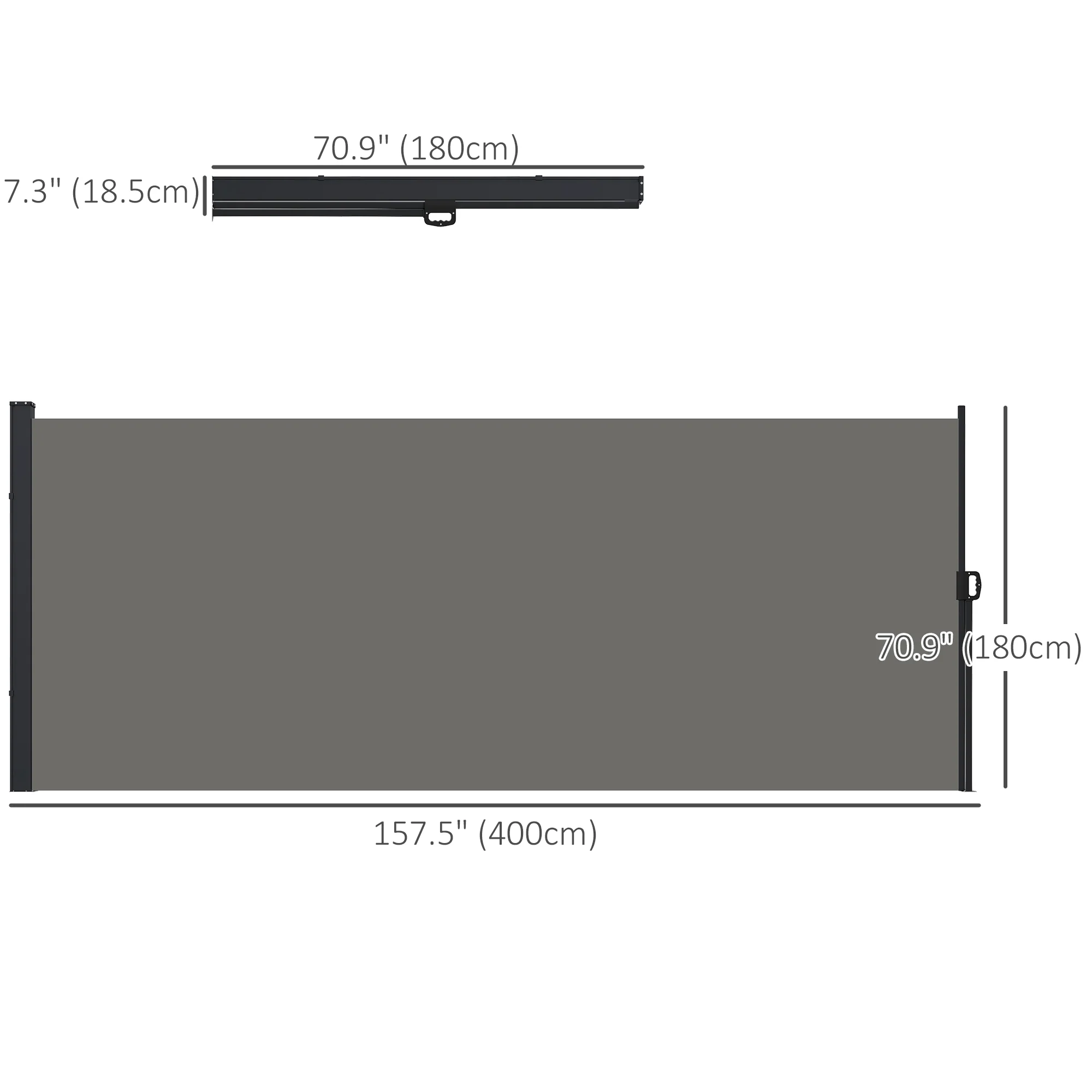 13' x 6' Retractable Side Awning, Full Cassette Privacy Screen, Dark Grey - Image 5
