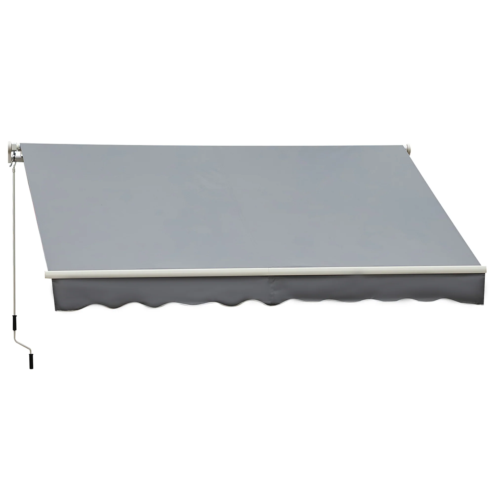 13' x 8' Retractable Patio Awning with Manual Crank, UV & Water-Resistant Fabric and Aluminum Frame, Grey - Image 2
