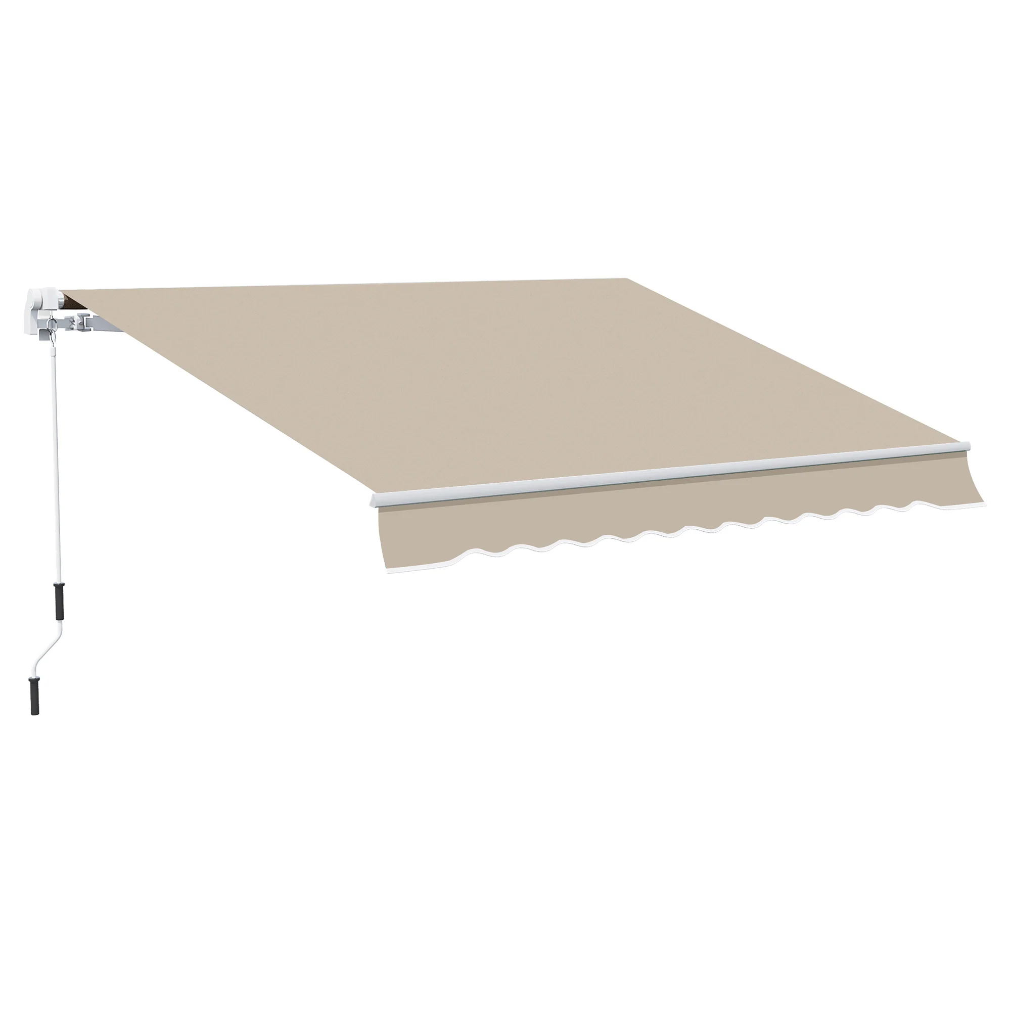13' x 8' Retractable Patio Awning with Manual Crank, UV & Water-Resistant Fabric and Aluminum Frame, Khaki