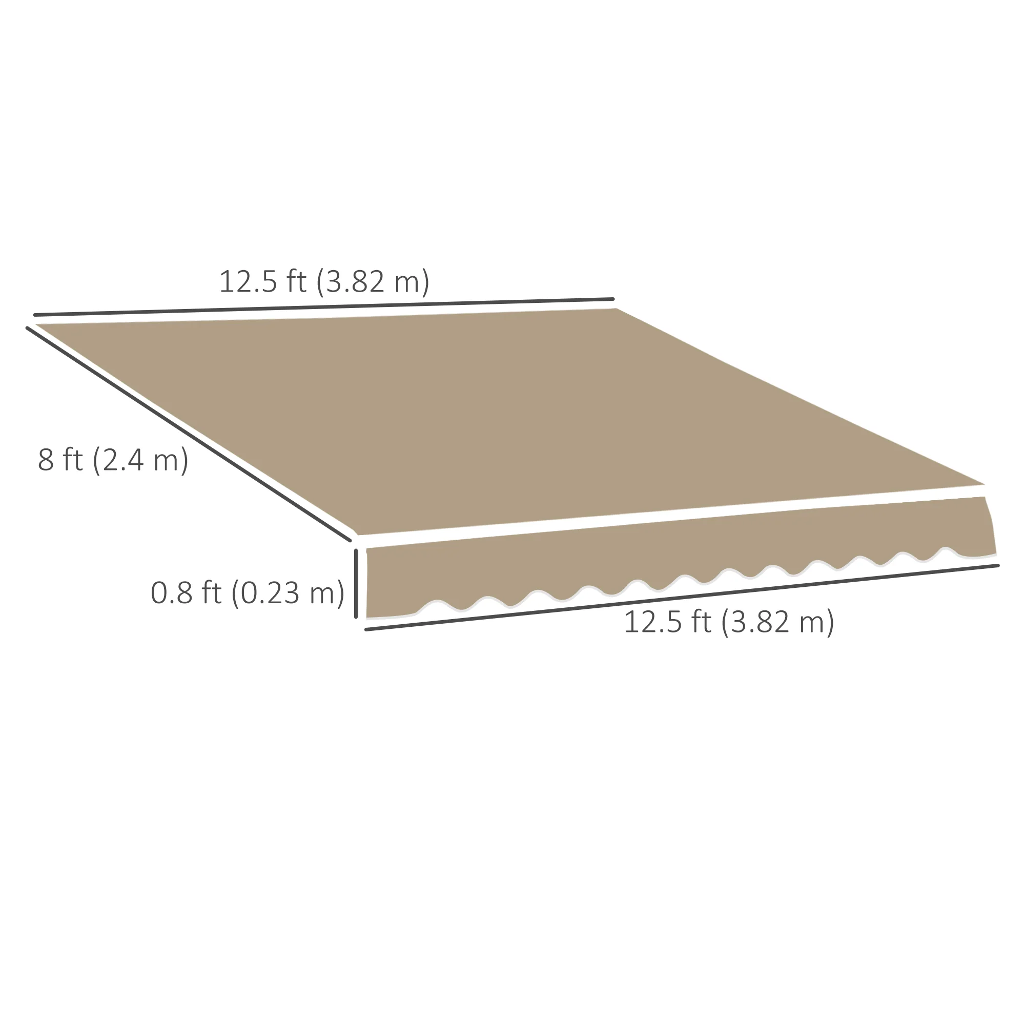13' x 8' Retractable Awning Fabric Replacement, 280gsm UV Resistant Fabric, Beige - Image 5