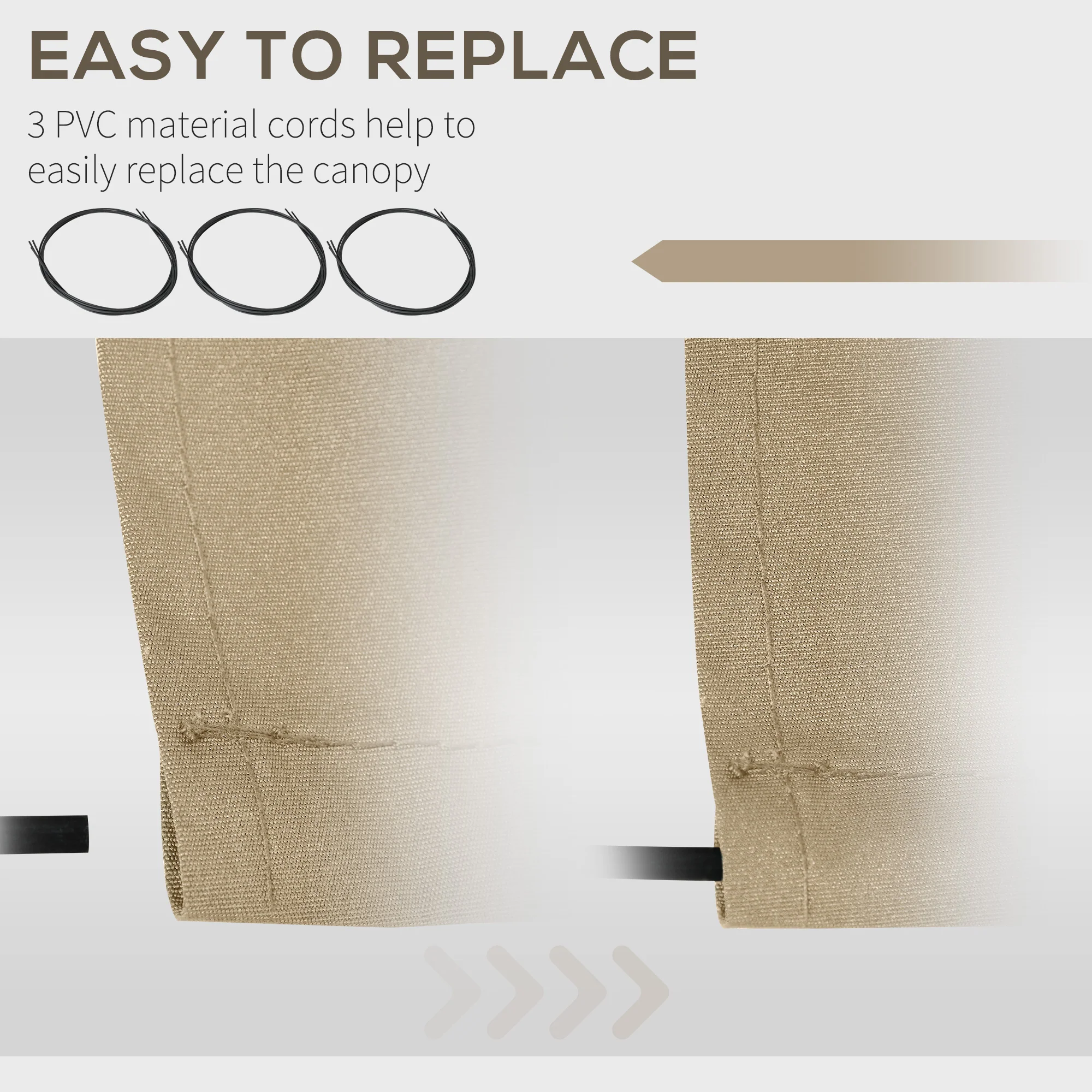 13' x 8' Retractable Awning Fabric Replacement, 280gsm UV Resistant Fabric, Beige - Image 7