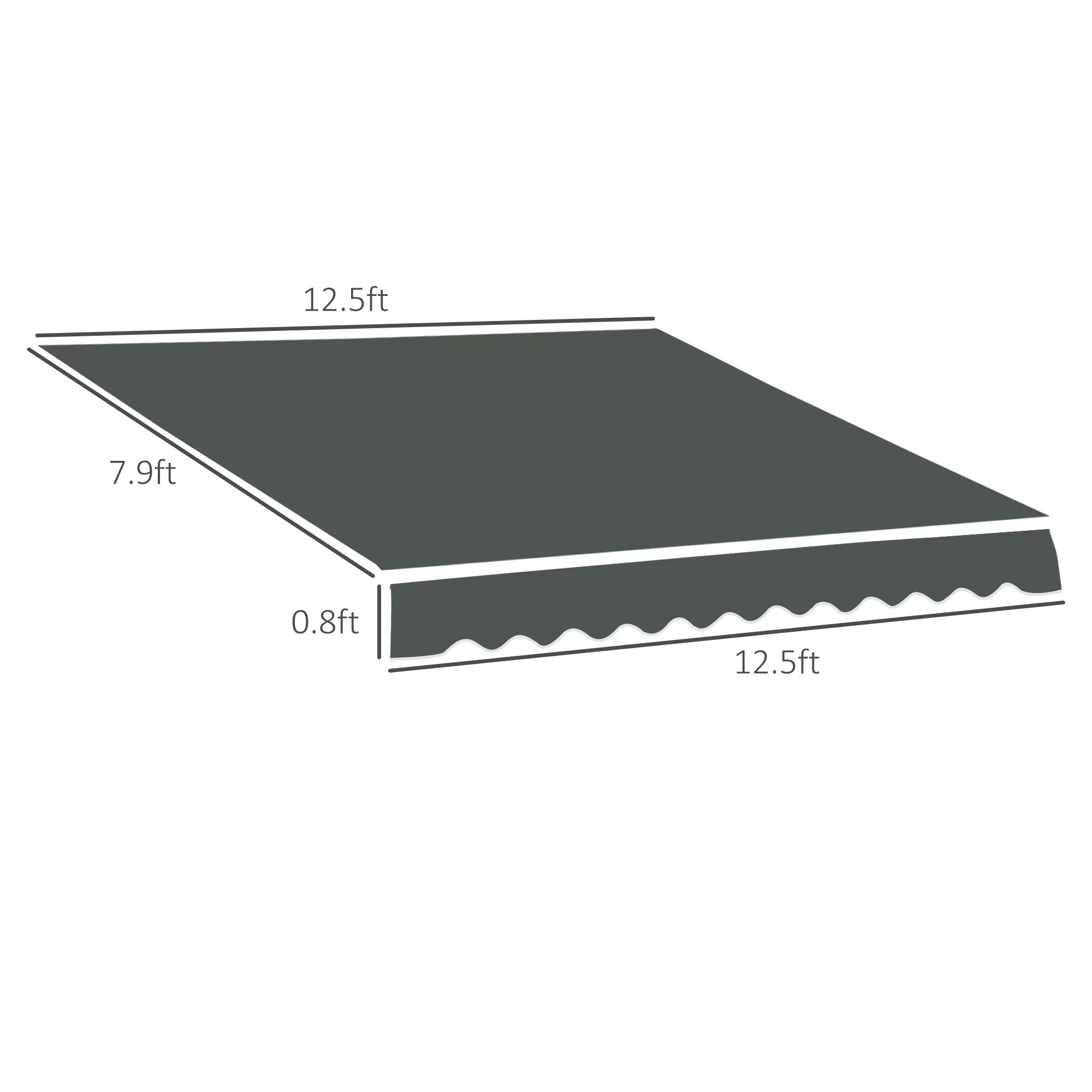 13' x 8' Retractable Awning Fabric Replacement, 280gsm UV Resistant Fabric, Grey - Image 5