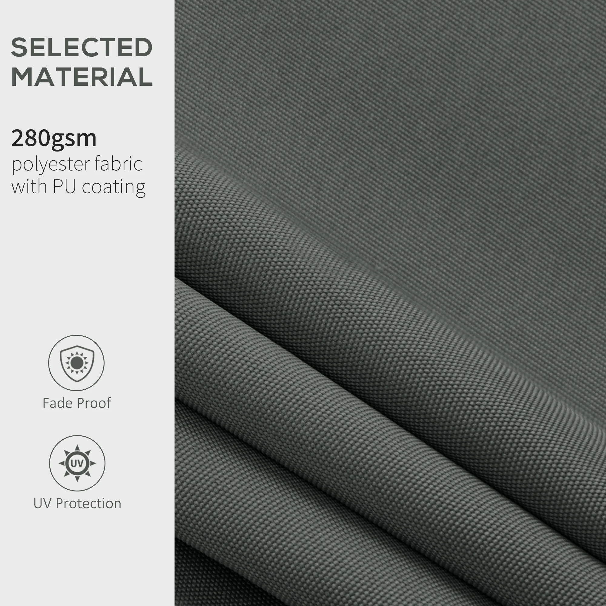 13' x 8' Retractable Awning Fabric Replacement, 280gsm UV Resistant Fabric, Grey - Image 6