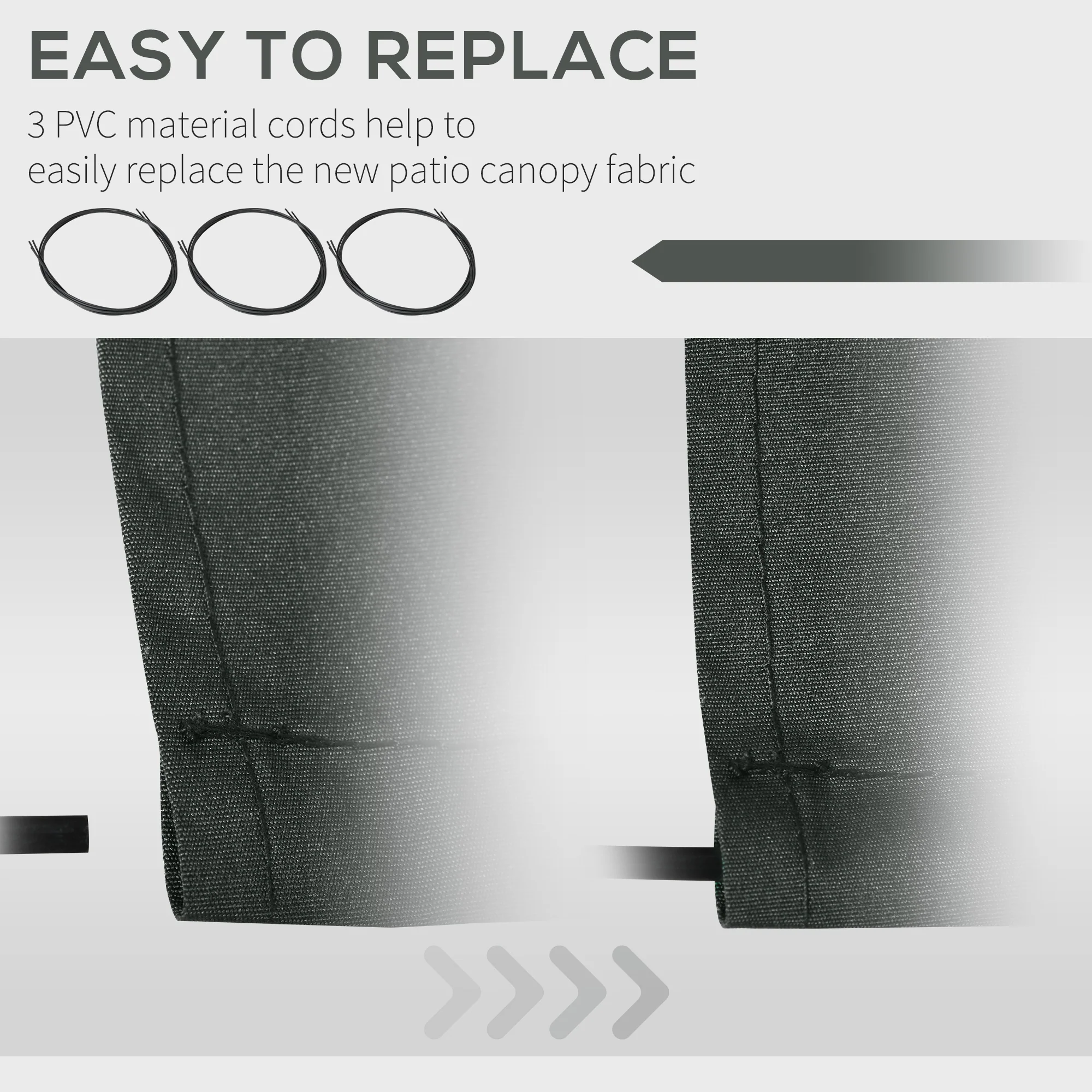13' x 8' Retractable Awning Fabric Replacement, 280gsm UV Resistant Fabric, Grey - Image 7