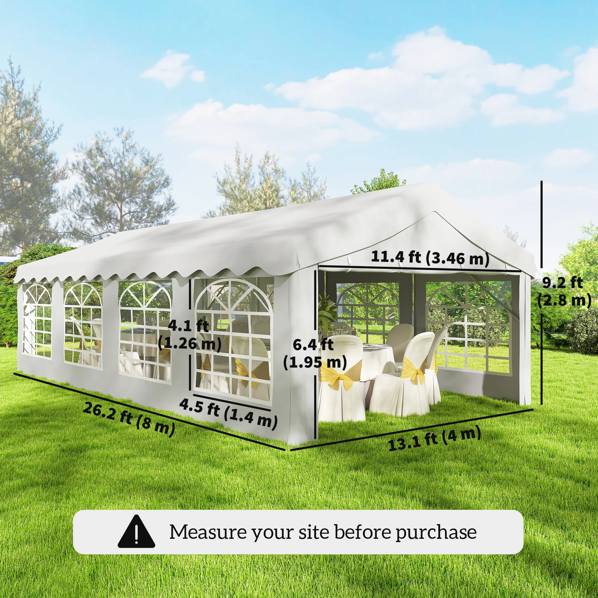 13' x 26' Heavy Duty Party Tent and Carport with Sidewalls, White - Image 5