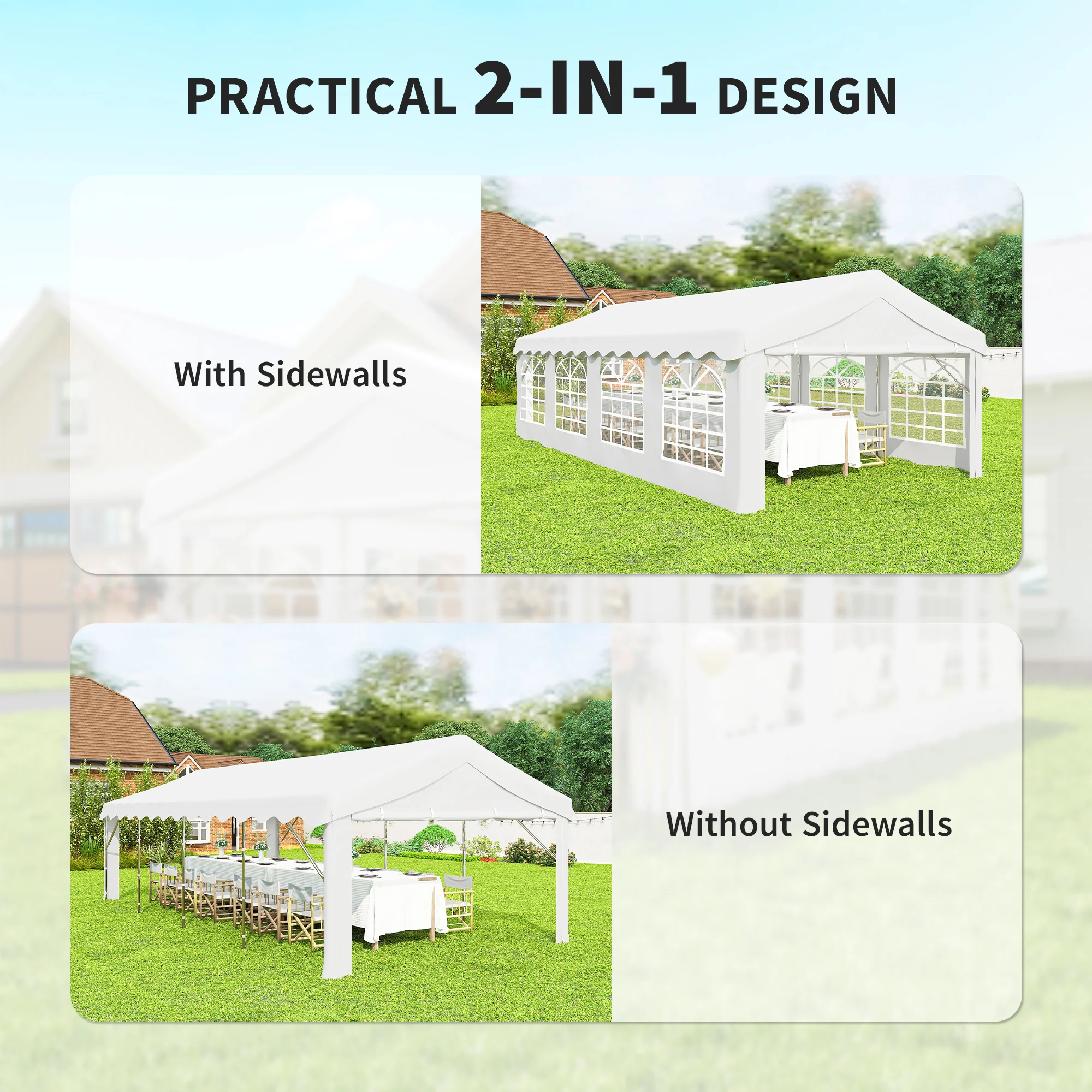 13' x 26' Heavy Duty Party Tent and Carport with Sidewalls, White - Image 6