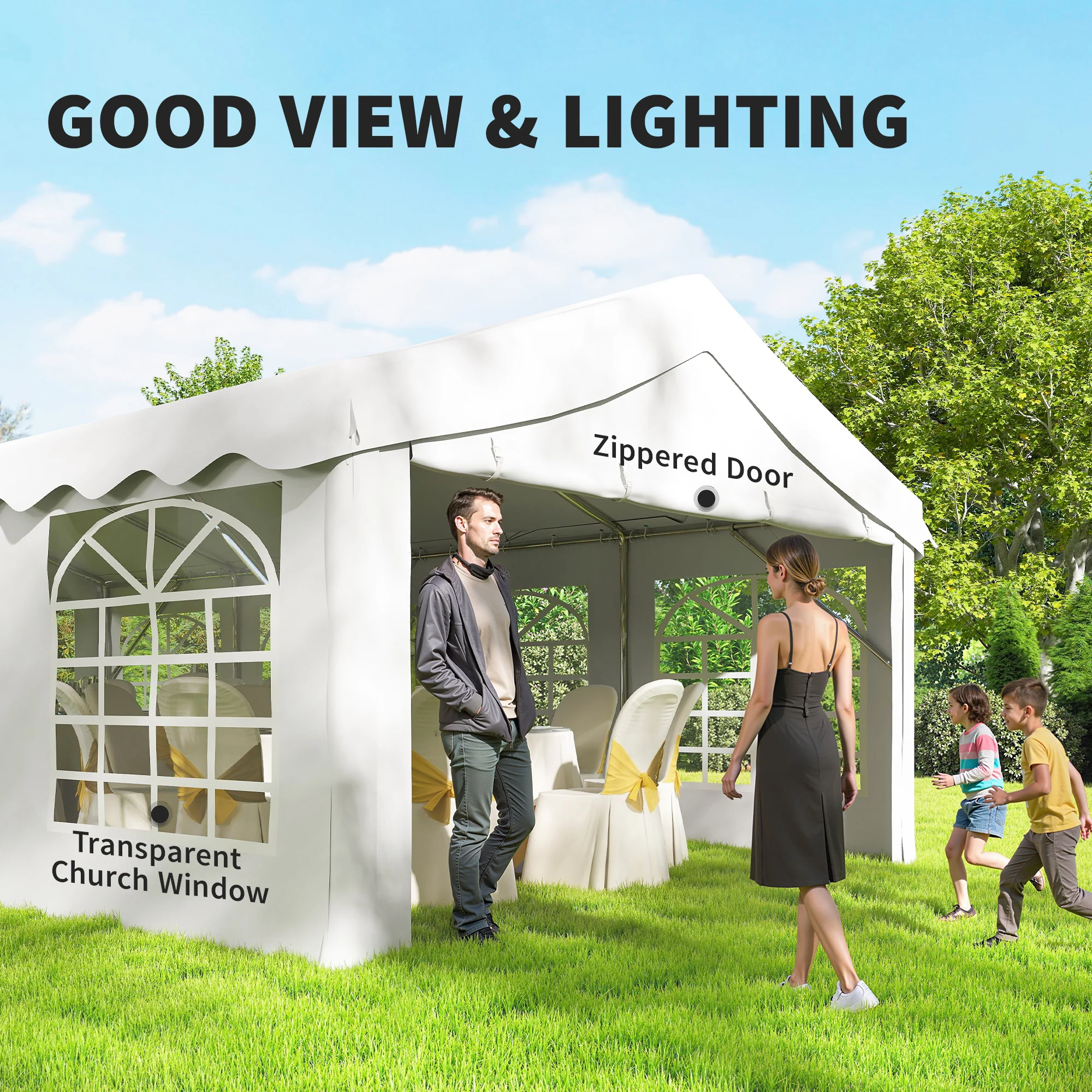 13' x 26' Heavy Duty Party Tent and Carport with Sidewalls, White - Image 7