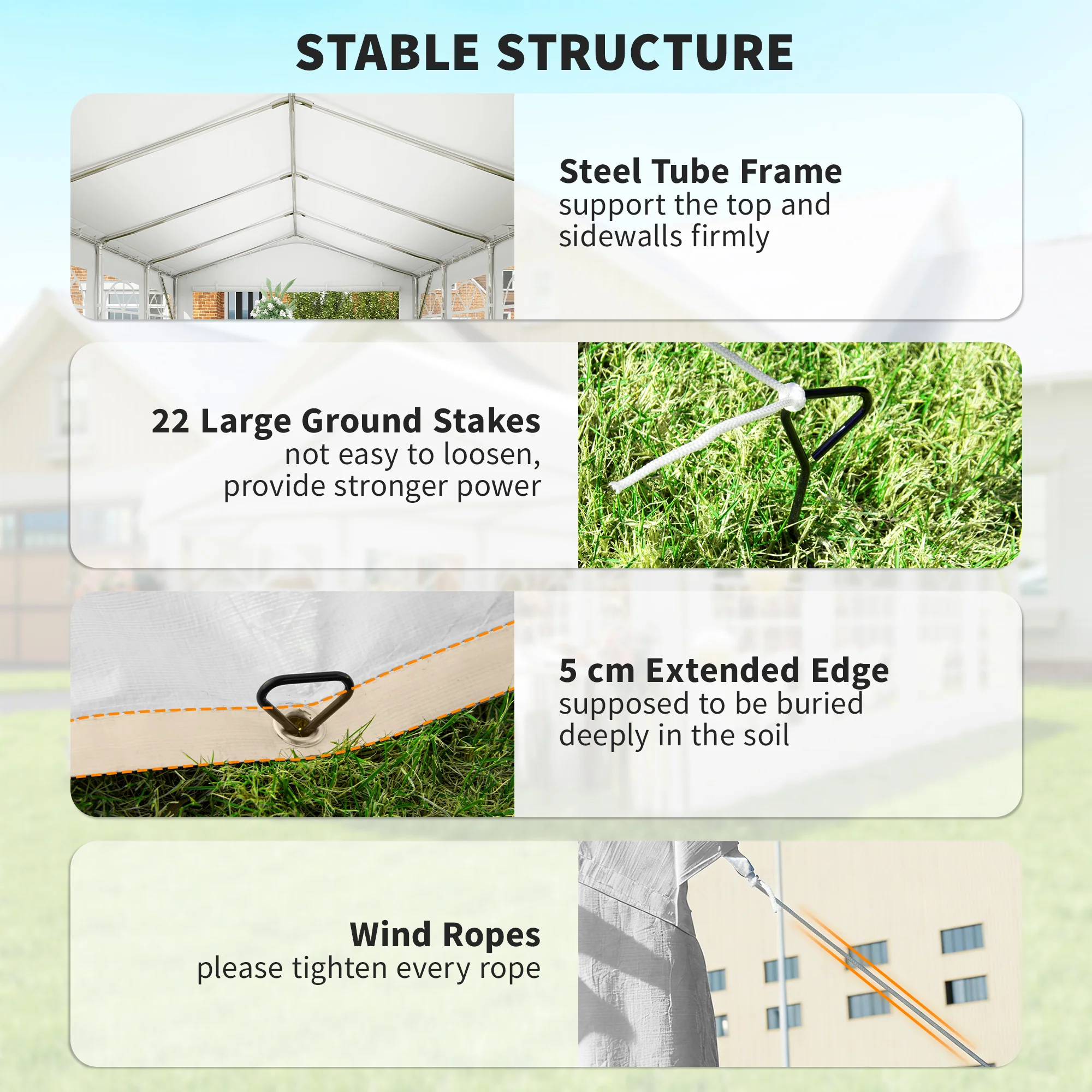 13' x 26' Heavy Duty Party Tent and Carport with Sidewalls, White - Image 8