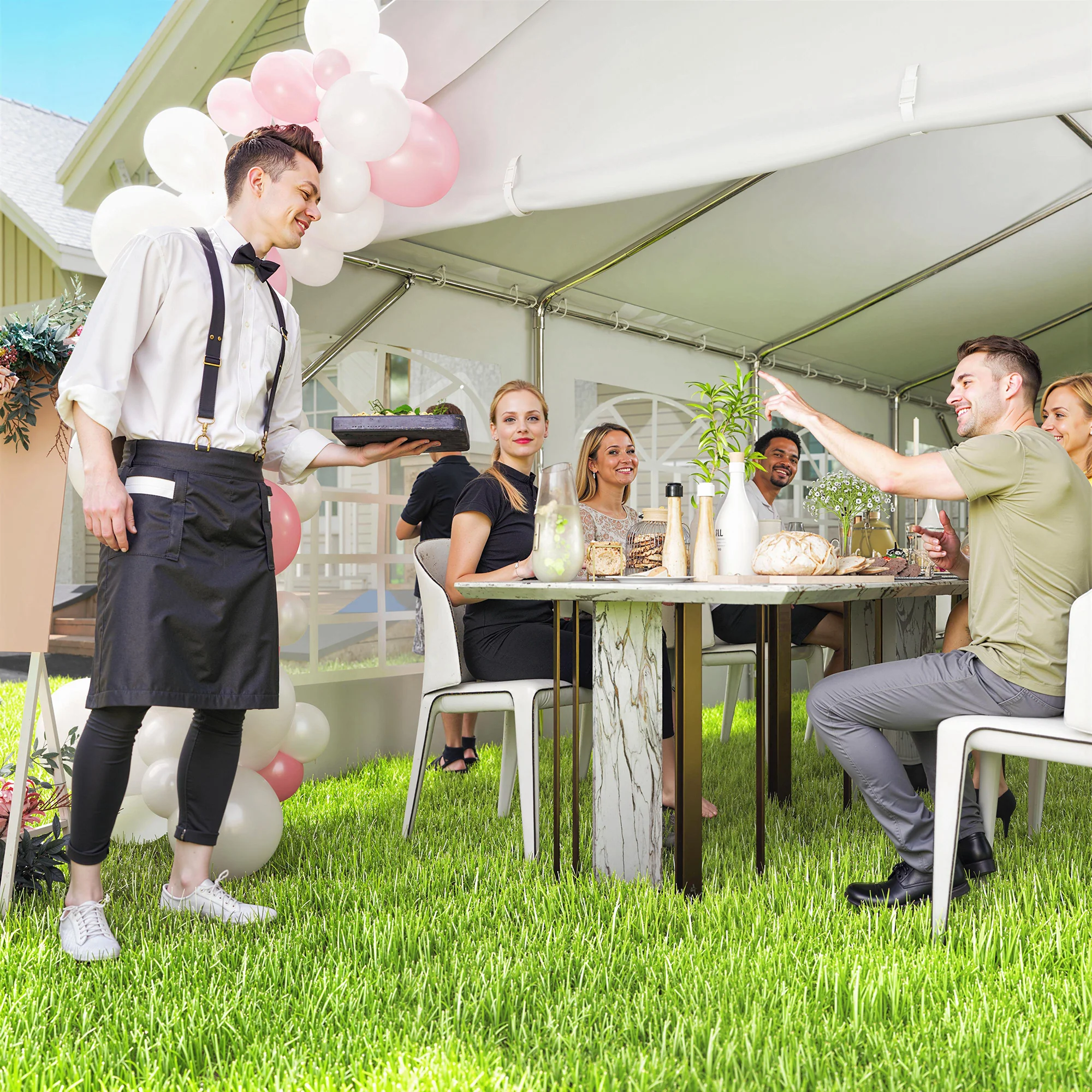 13' x 26' Heavy Duty Party Tent and Carport with Sidewalls, White - Image 9