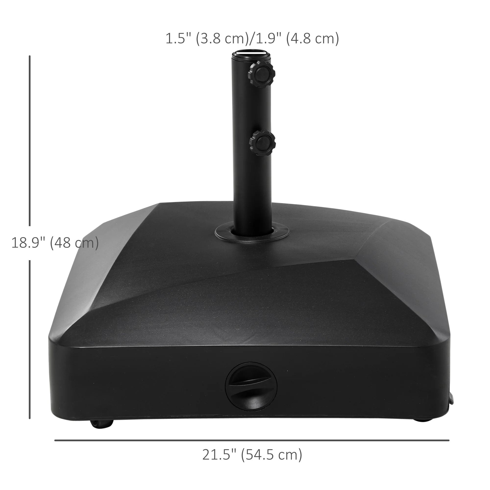 132lb Wheeled Square Umbrella Base, Sand/Water Fillable, Black - Image 5