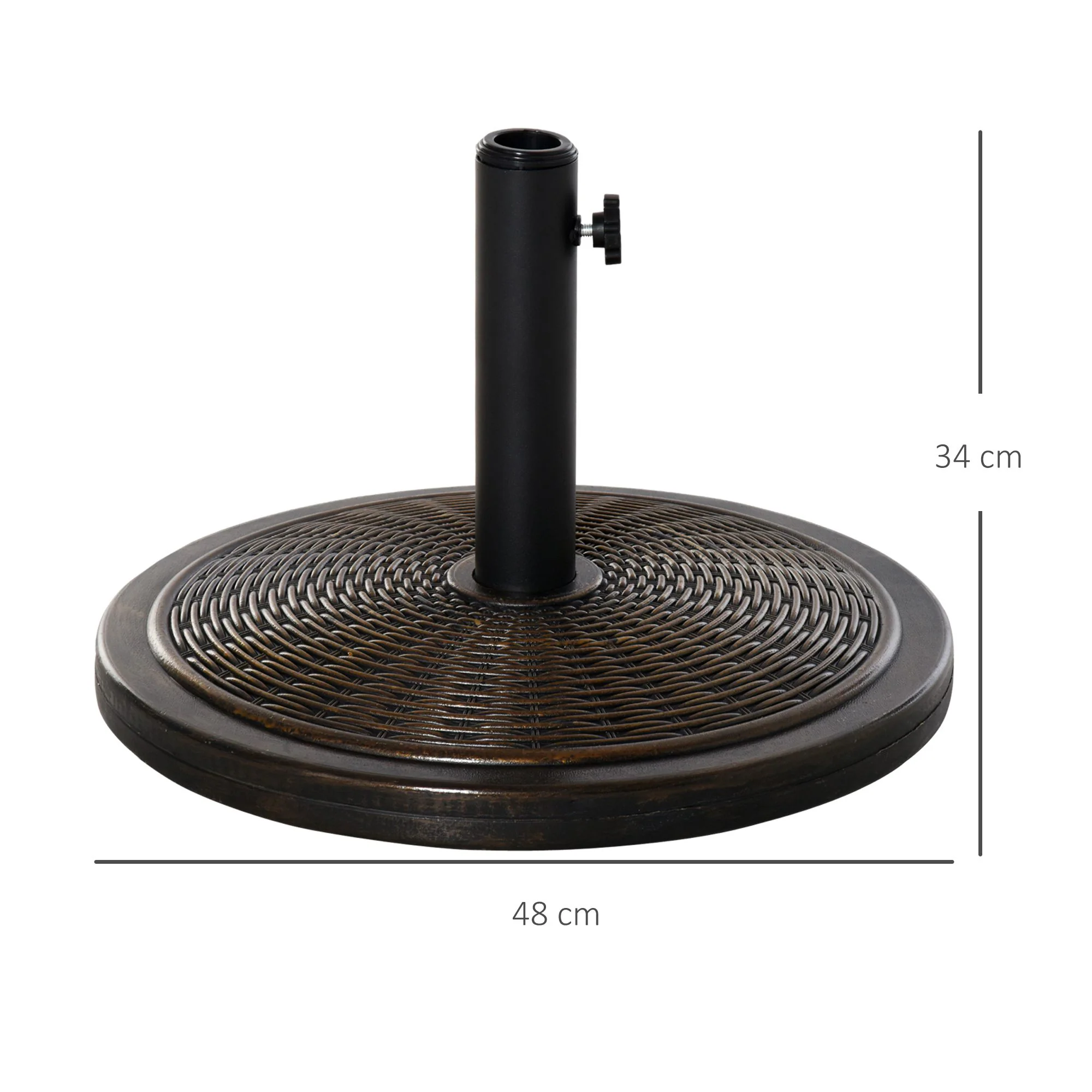 13kg Garden Parasol Base, Outdoor Market Umbrella Stand, Fits 35/38/48mm Poles, Black - Image 5