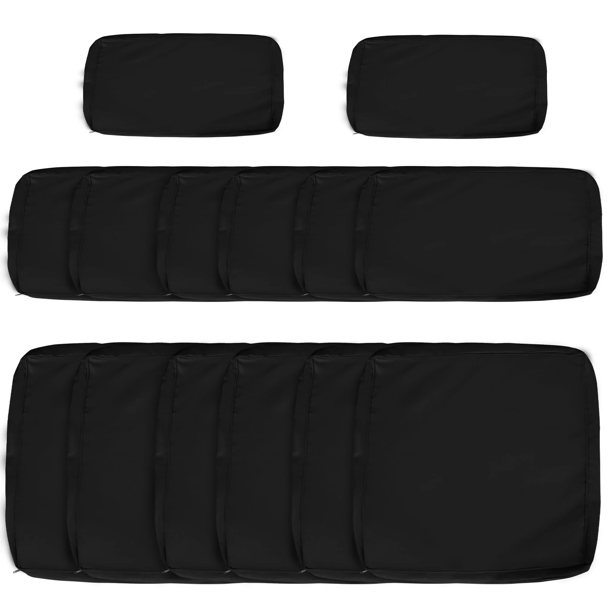 14pc Patio Rattan Sofa Set Cushion Cover Replacement Set, No Cushion Included, Black