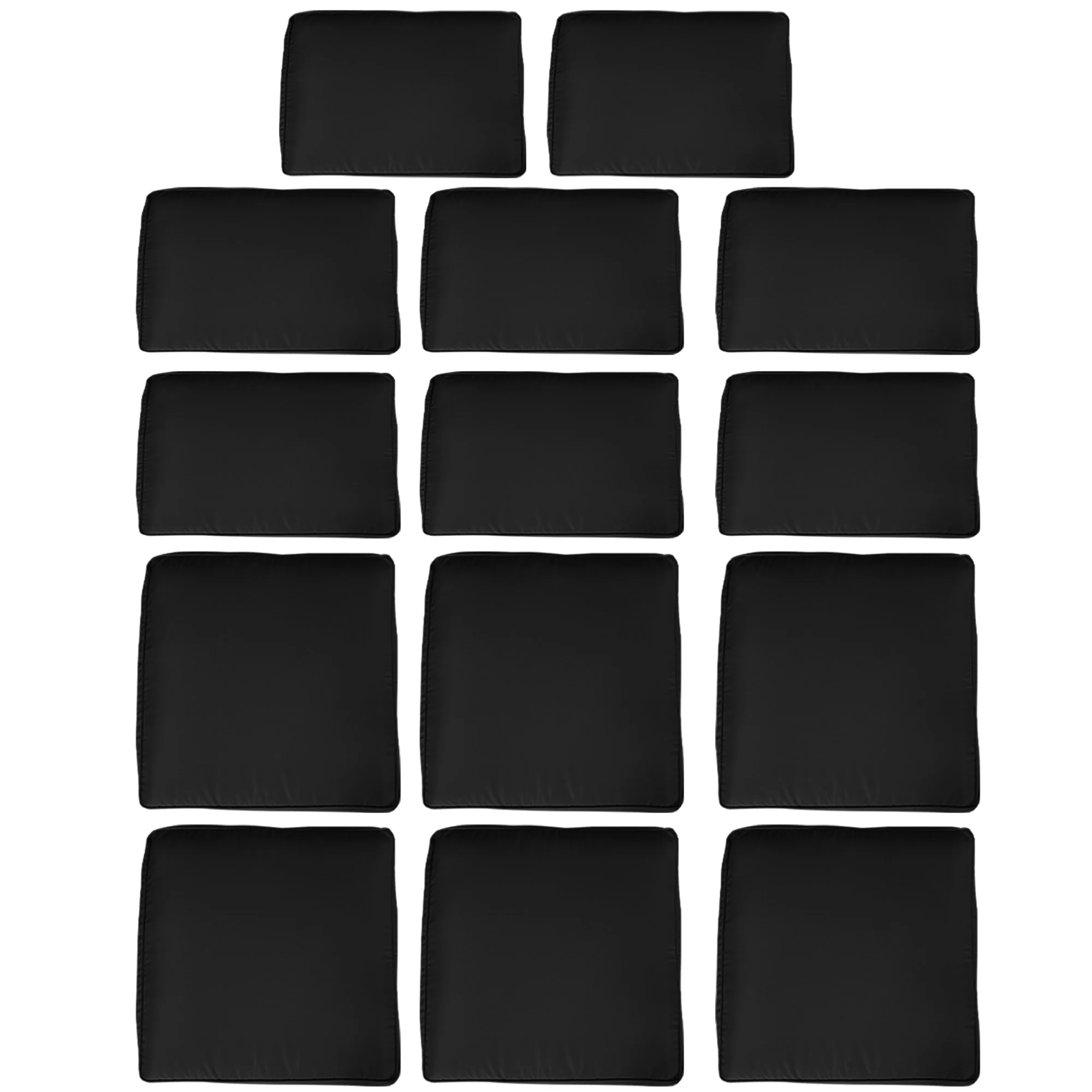 14pc Patio Rattan Sofa Set Cushion Cover Replacement Set, No Cushion Included, Black - Image 2