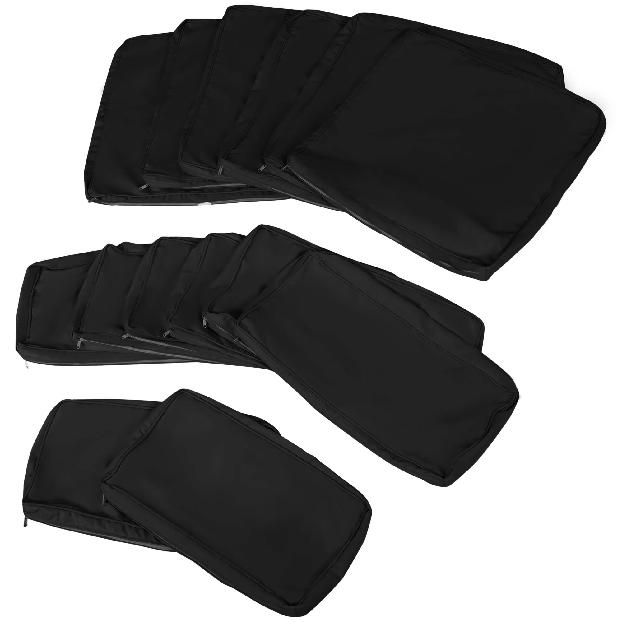 14pc Patio Rattan Sofa Set Cushion Cover Replacement Set, No Cushion Included, Black - Image 9