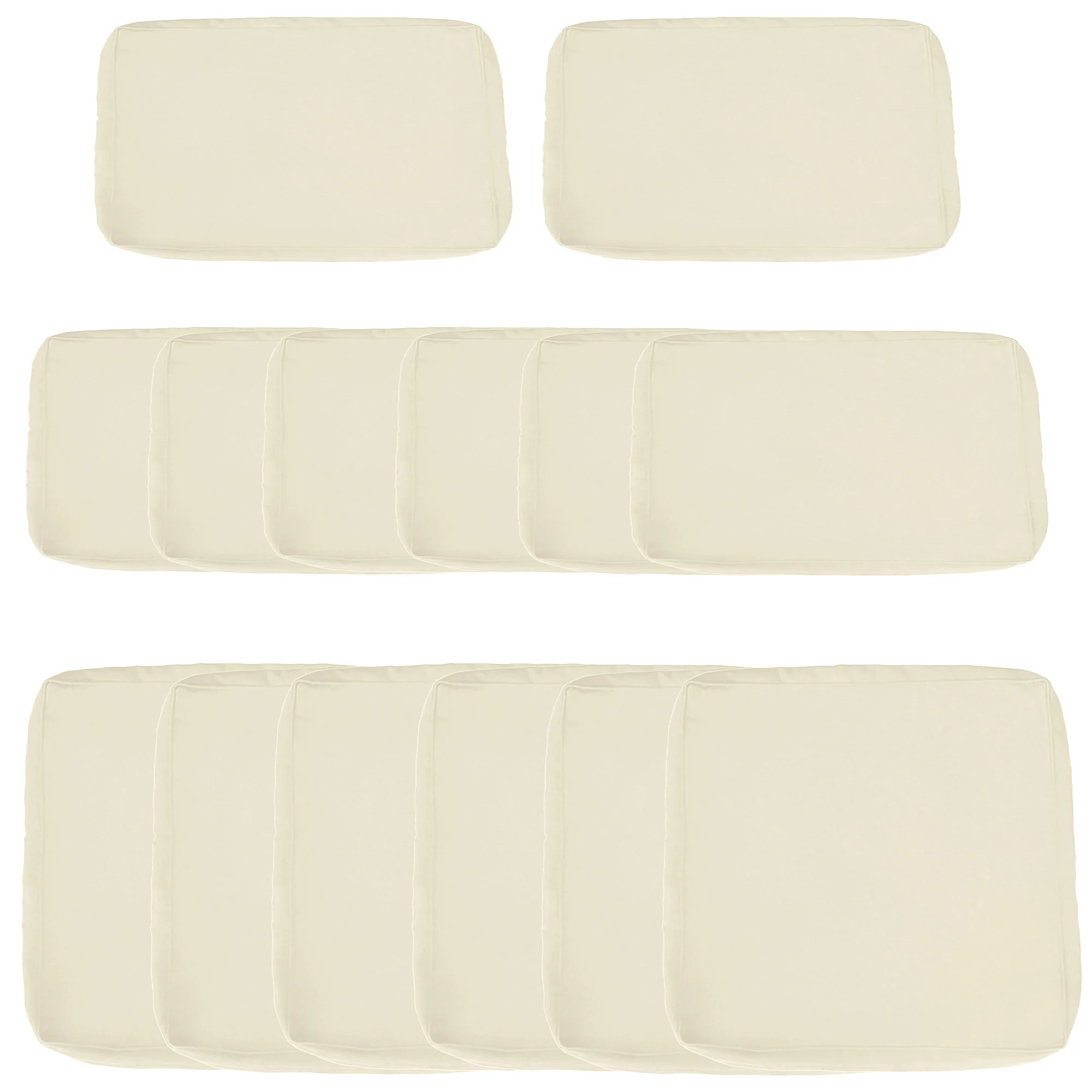 14pc Patio Rattan Sofa Set Cushion Cover Replacement Set, No Cushion Included, Cream White