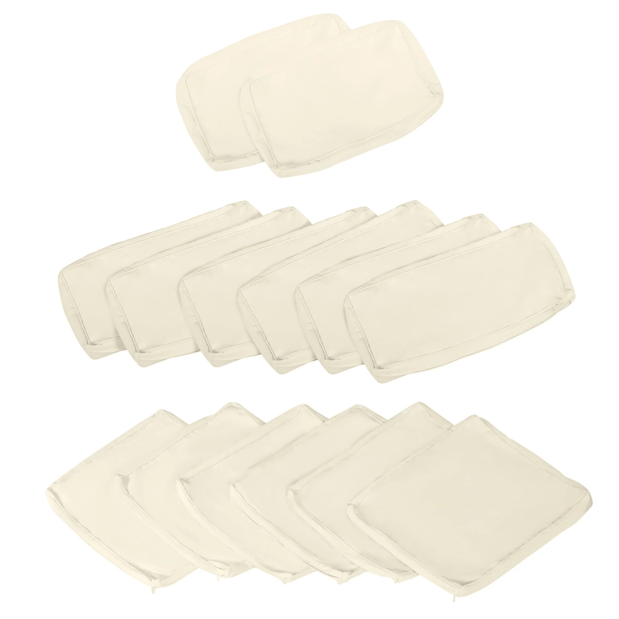14pc Patio Rattan Sofa Set Cushion Cover Replacement Set, No Cushion Included, Cream White - Image 2