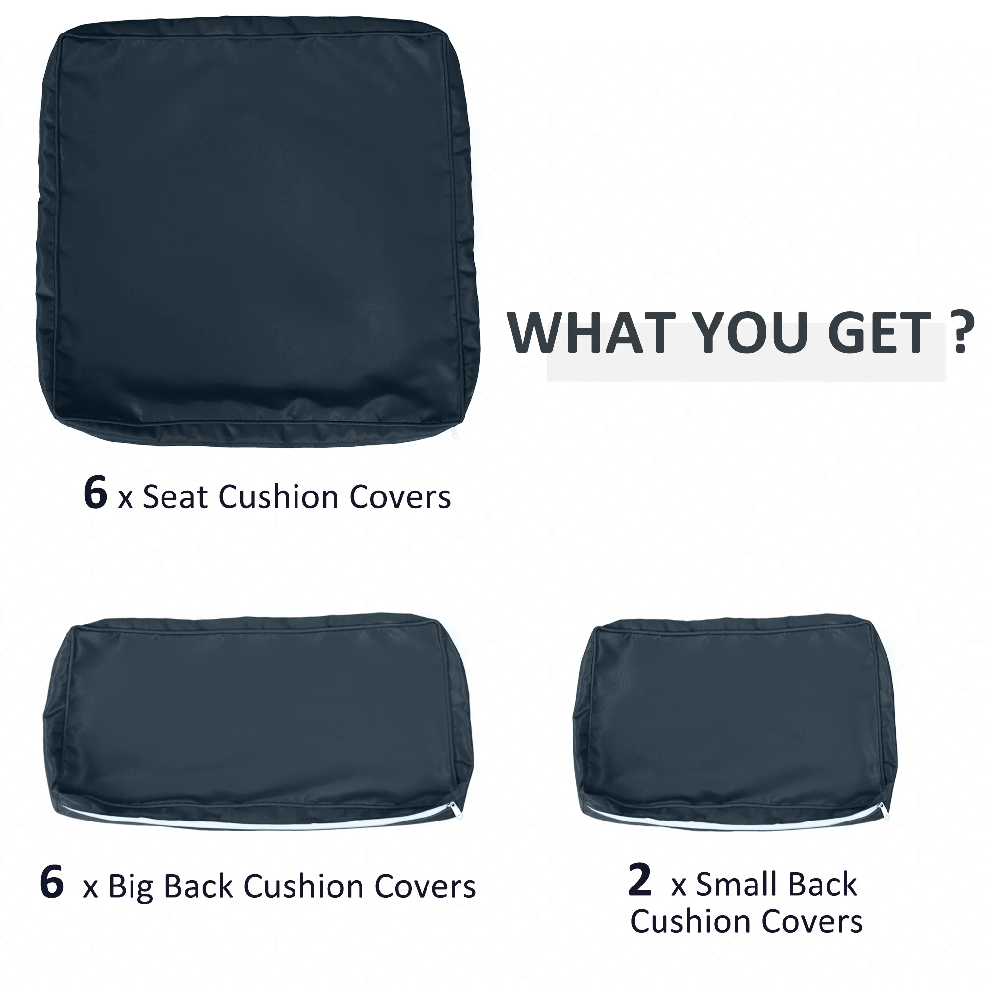 14pc Patio Rattan Sofa Set Cushion Cover Replacement Set, No Cushion Included, Blue - Image 6