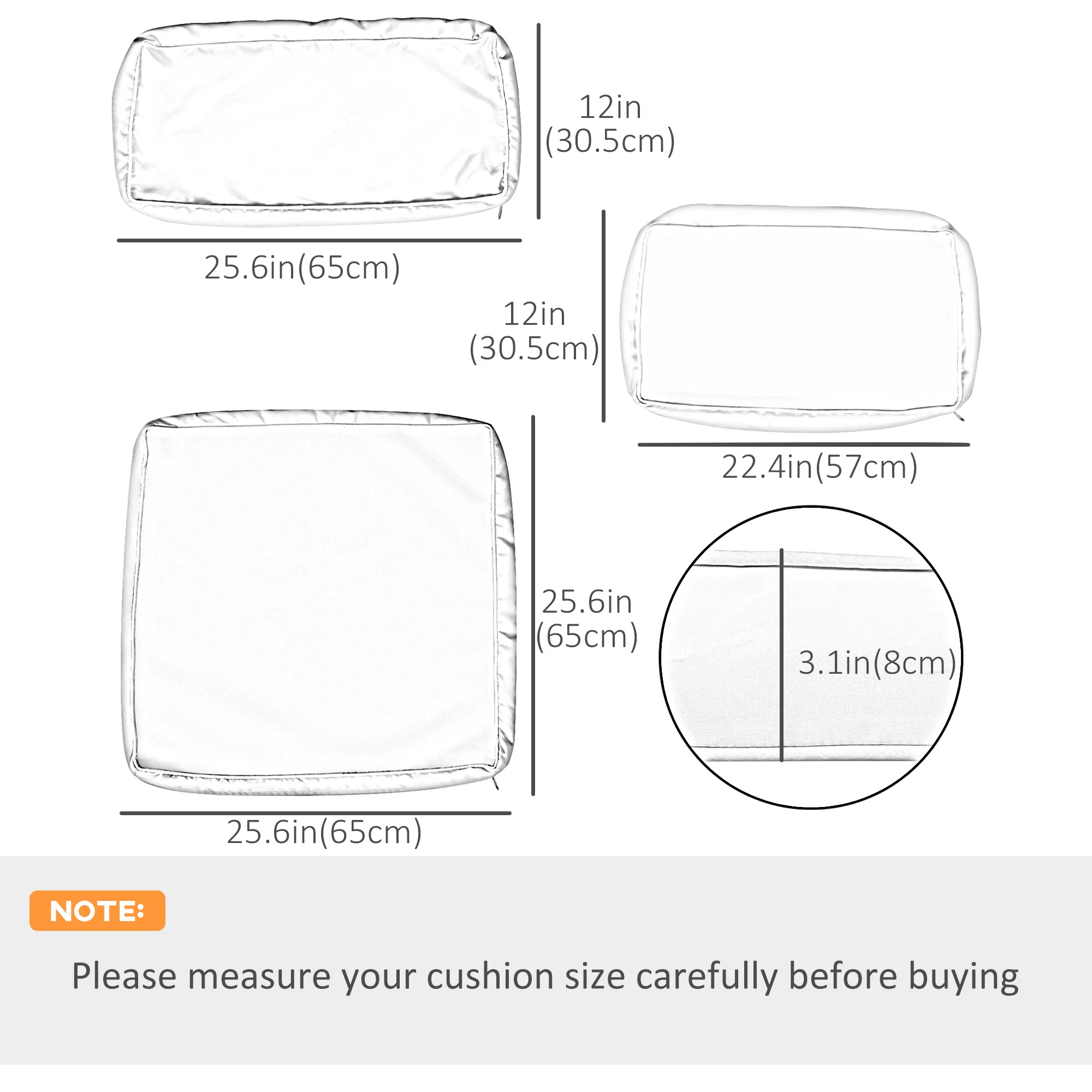 14pc Patio Rattan Sofa Set Cushion Cover Replacement Set, No Cushion Included, Beige - Image 5
