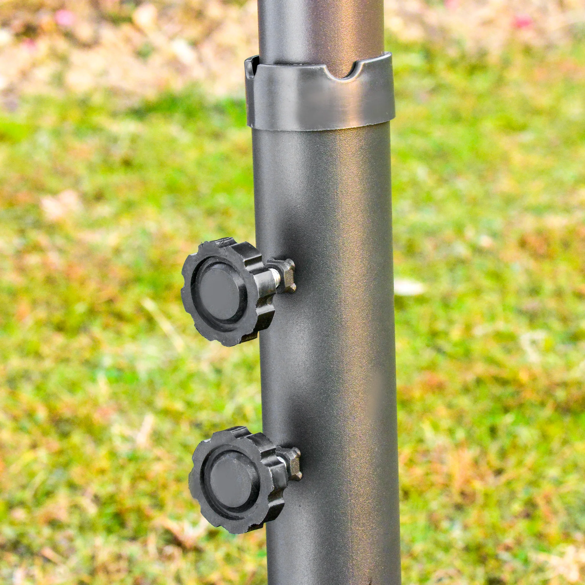 15' Twin Canopy Patio Umbrella with Crank & Cross Base, Dark Grey - Image 11