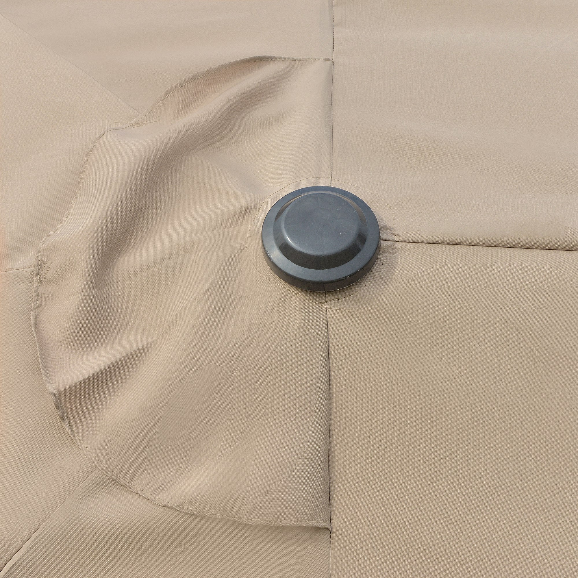 15' Twin Canopy Patio Umbrella with Crank & Cross Base, Khaki - Image 11