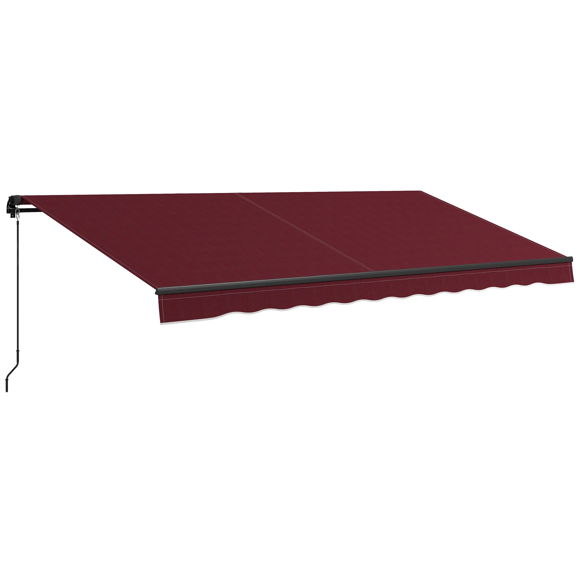15' x 10' Retractable Awning with Manual Crank, 280gsm UV Resistant Fabric and Aluminum Frame, Wine Red - Image 12
