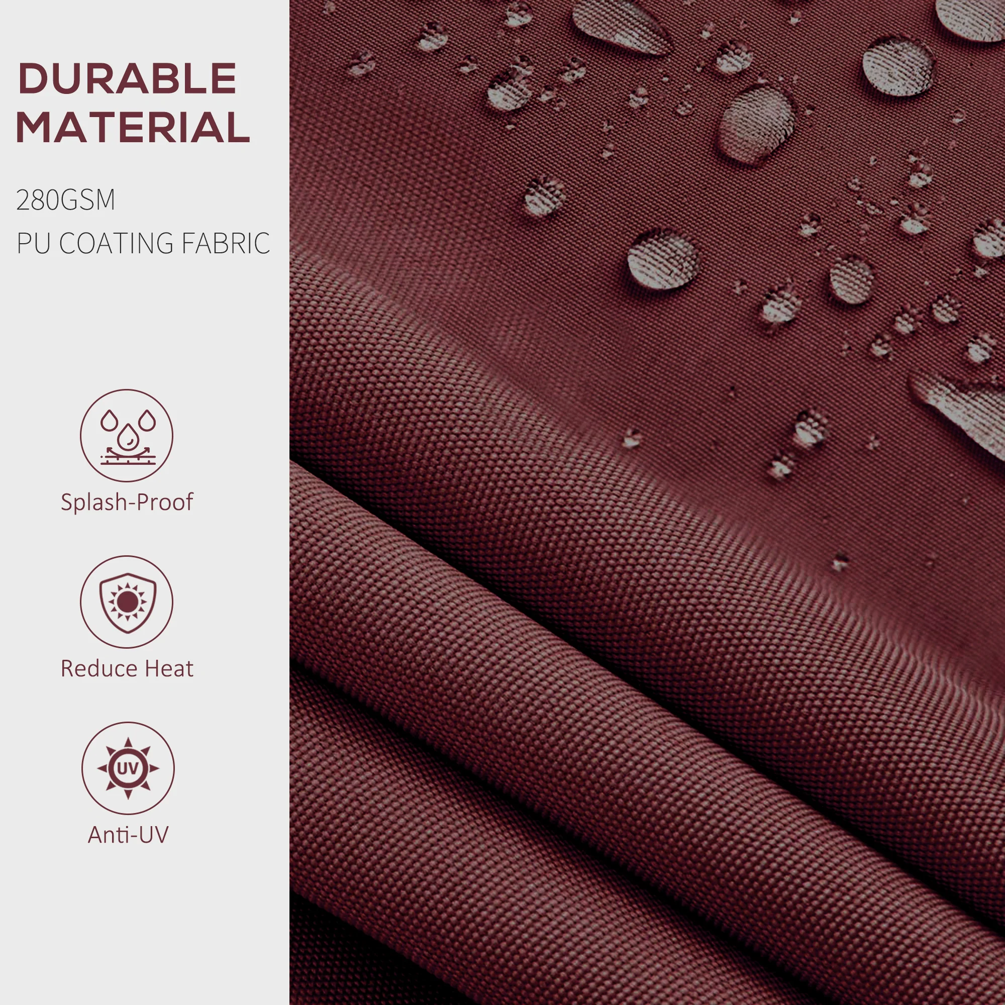 15' x 10' Retractable Awning with Manual Crank, 280gsm UV Resistant Fabric and Aluminum Frame, Wine Red - Image 8