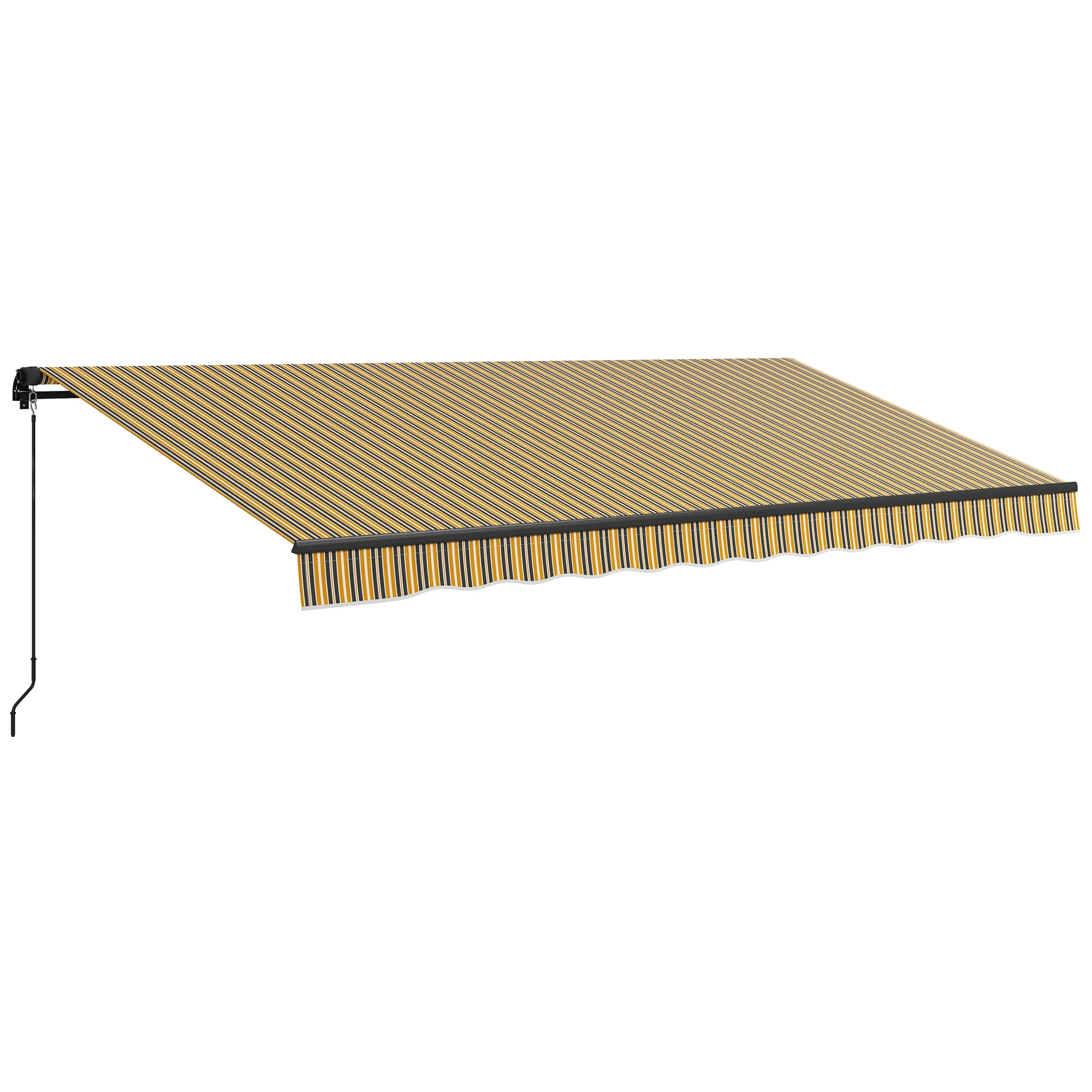15' x 10' Retractable Awning with Manual Crank, 280gsm UV Resistant Fabric and Aluminum Frame, Amber/Grey - Image 12
