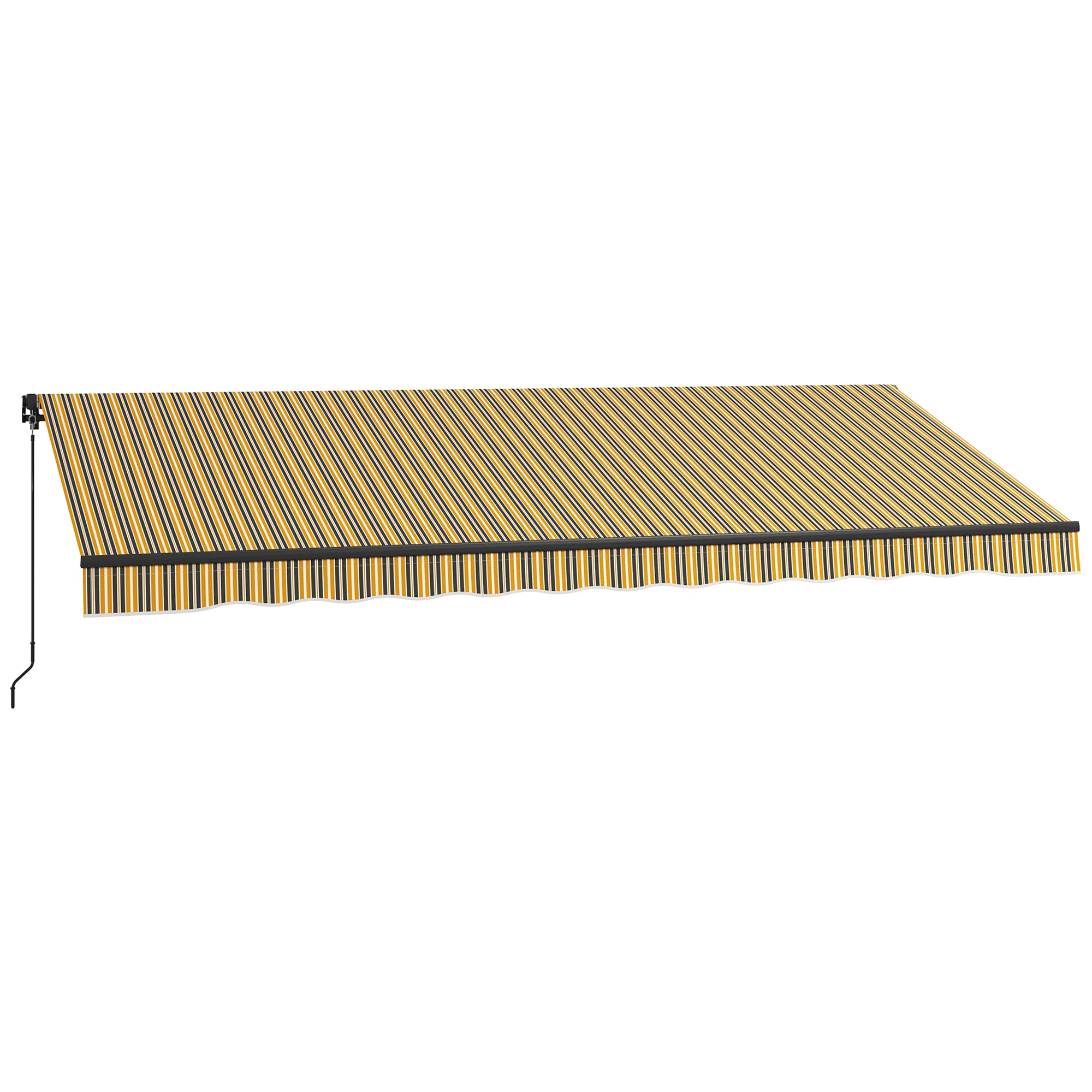 15' x 10' Retractable Awning with Manual Crank, 280gsm UV Resistant Fabric and Aluminum Frame, Amber/Grey - Image 2