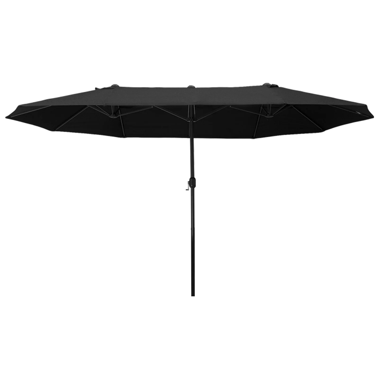 15' Twin Canopy Patio Umbrella with Crank, Air Vents, Black