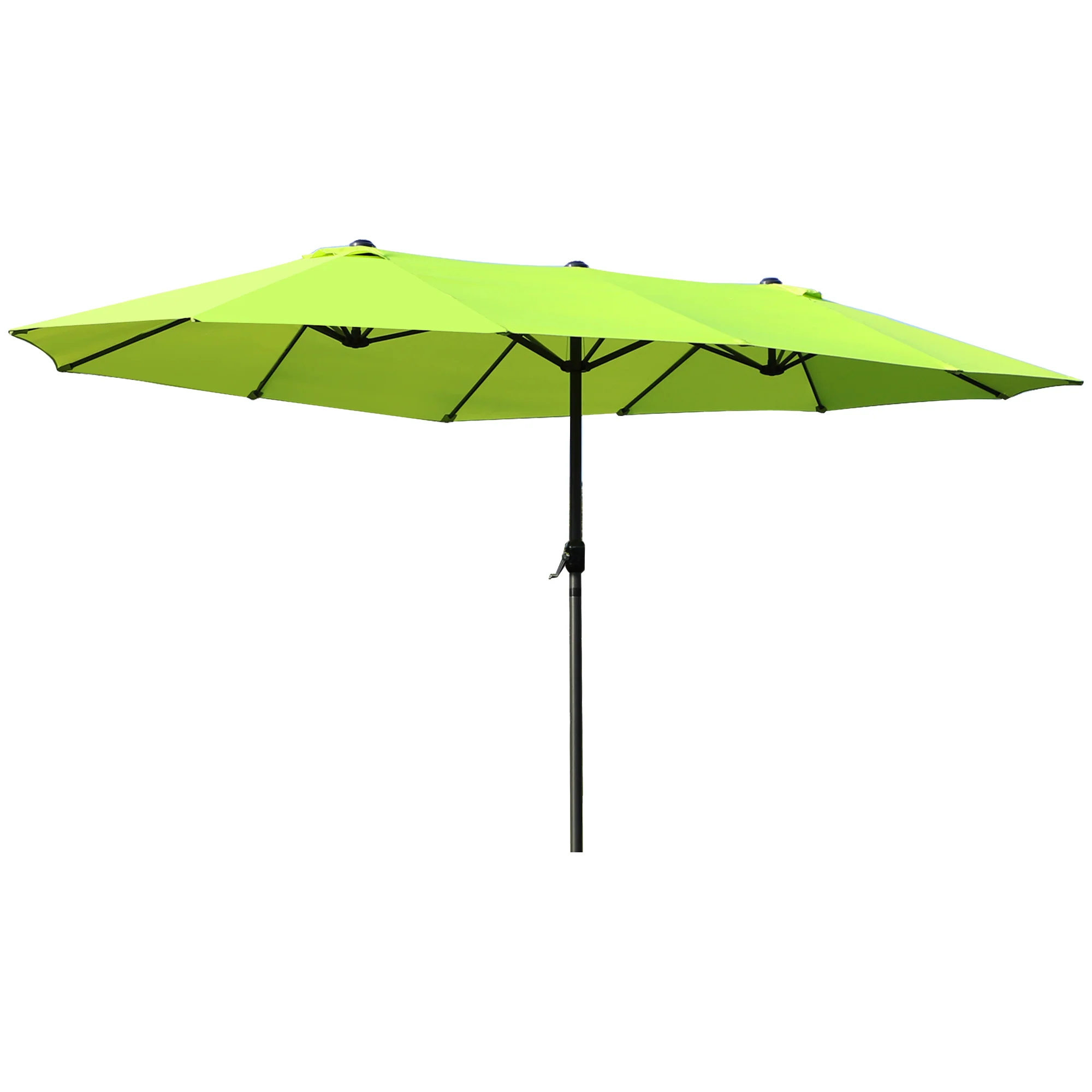 15' Twin Canopy Patio Umbrella with Crank , Air Vents, Green