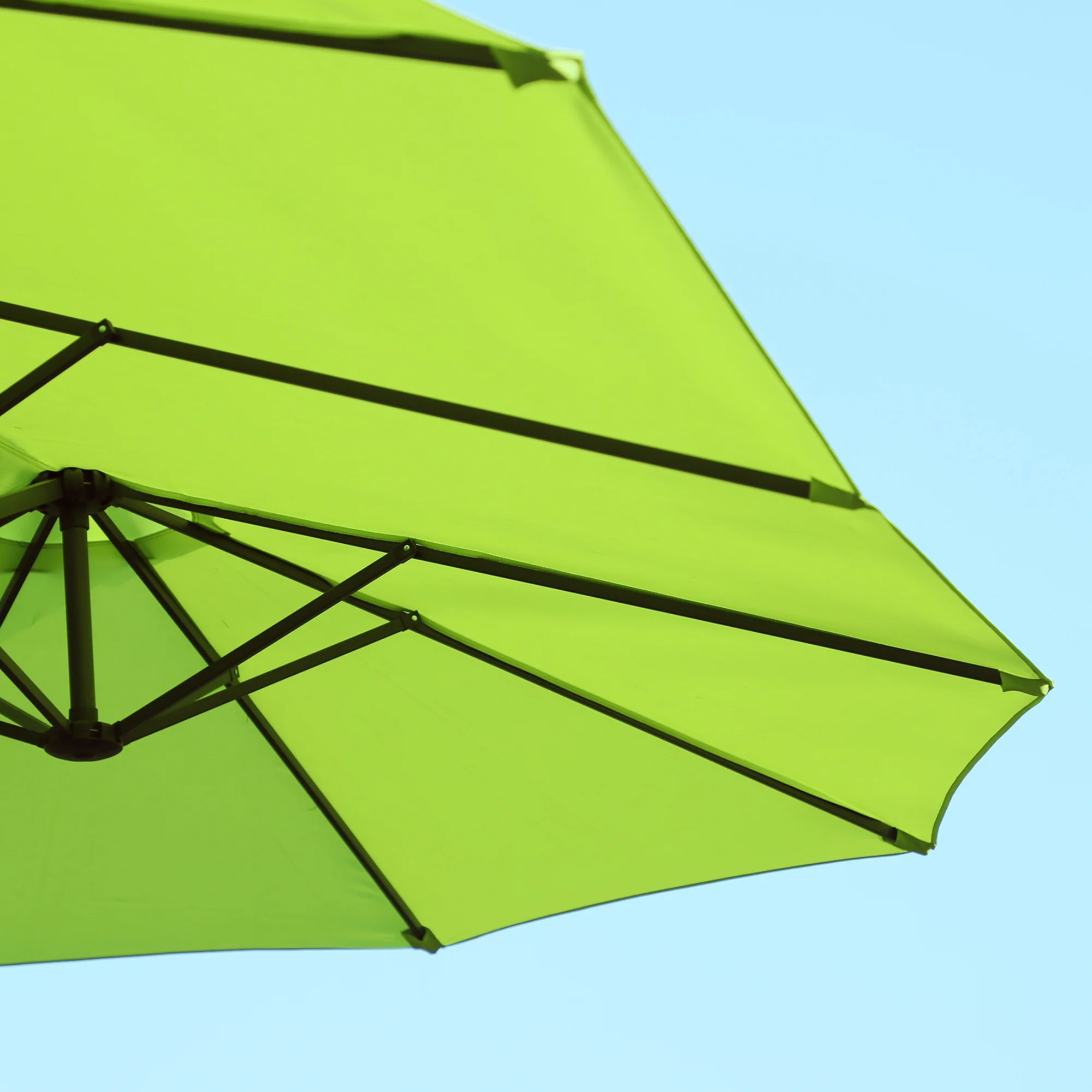 15' Twin Canopy Patio Umbrella with Crank , Air Vents, Green - Image 10