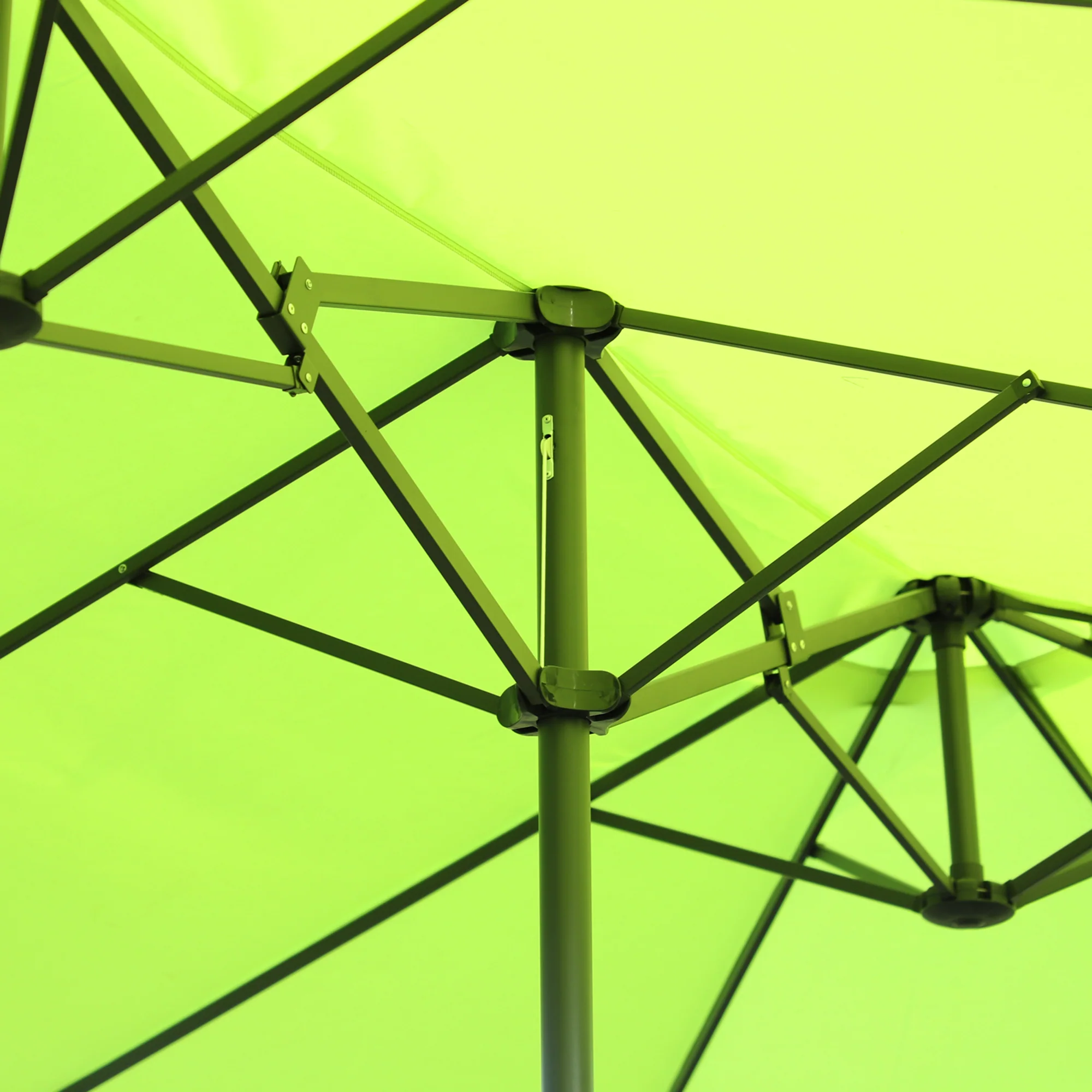 15' Twin Canopy Patio Umbrella with Crank , Air Vents, Green - Image 11