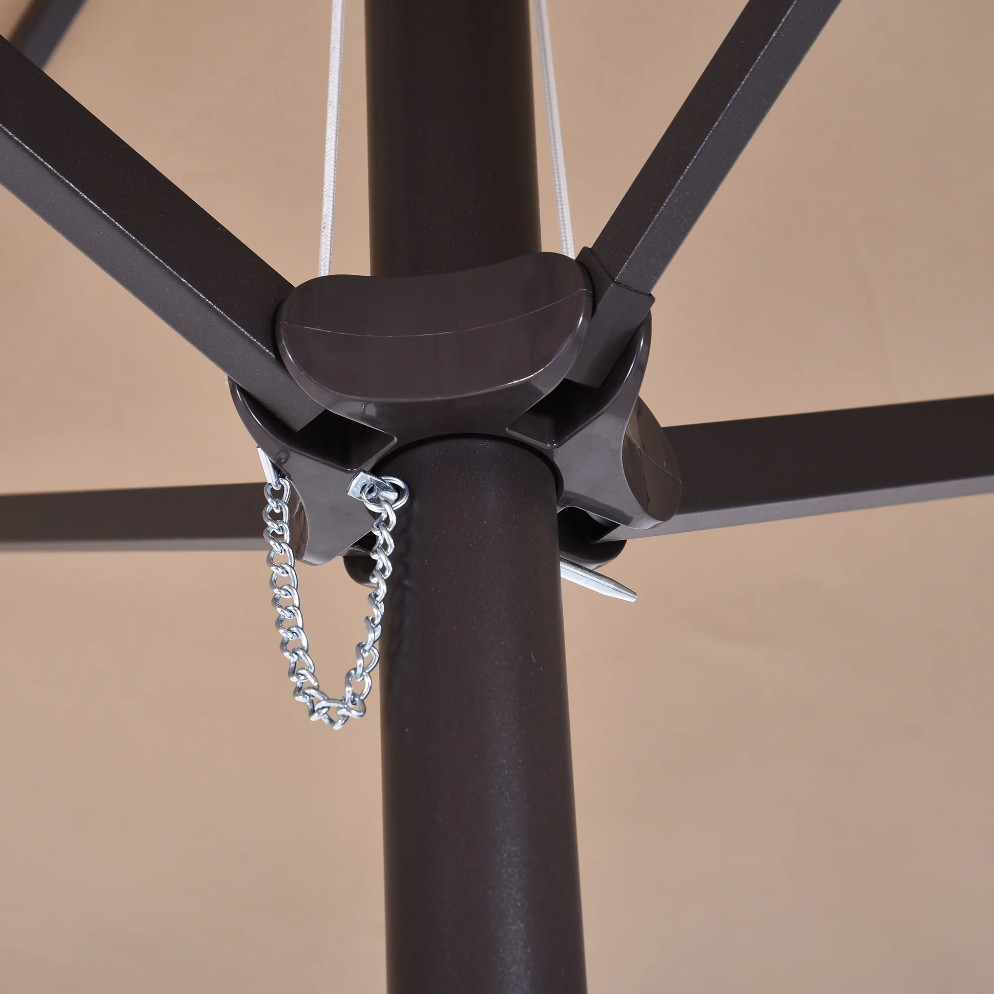 15' Twin Canopy Patio Umbrella with Crank, Air Vents, Tan - Image 10