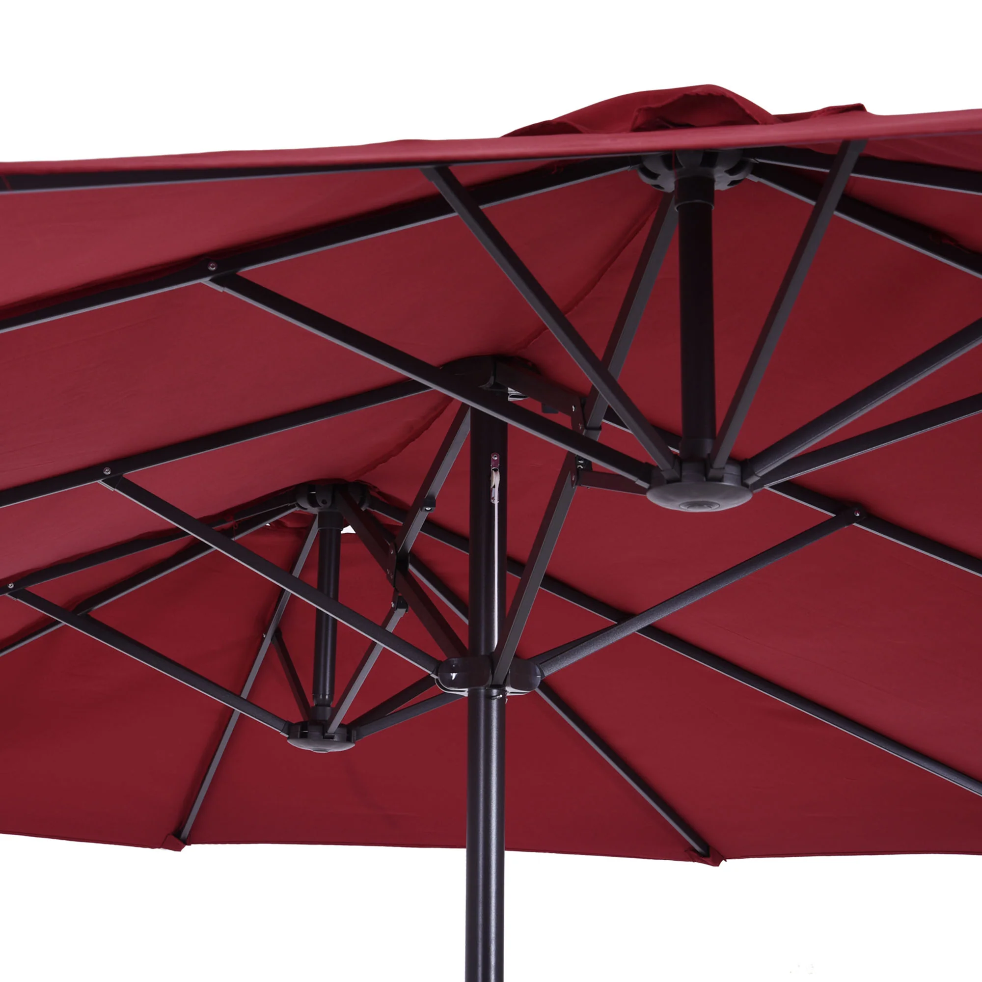 17' Twin Canopy Patio Umbrella with Crank(Stand Not Included), Wine Red - Image 11