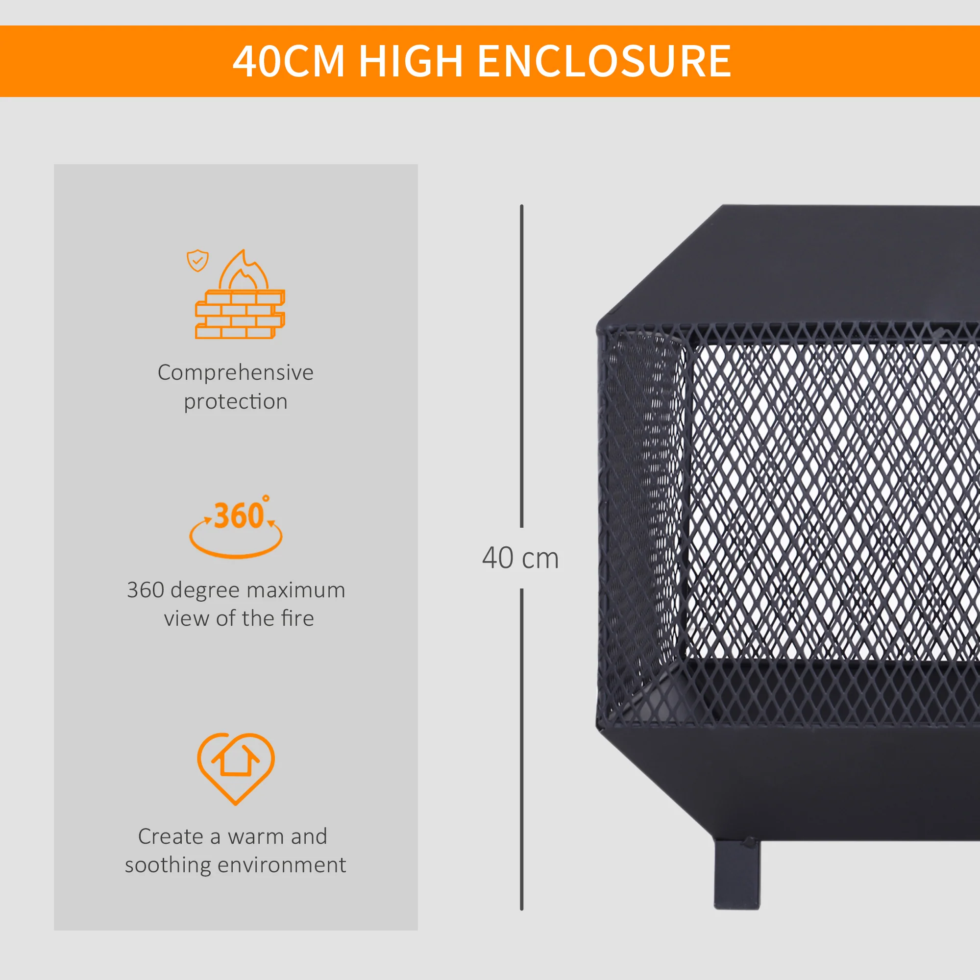 17" Outdoor Fire Pit with Fire Poker for Patio or Camping, Black - Image 7
