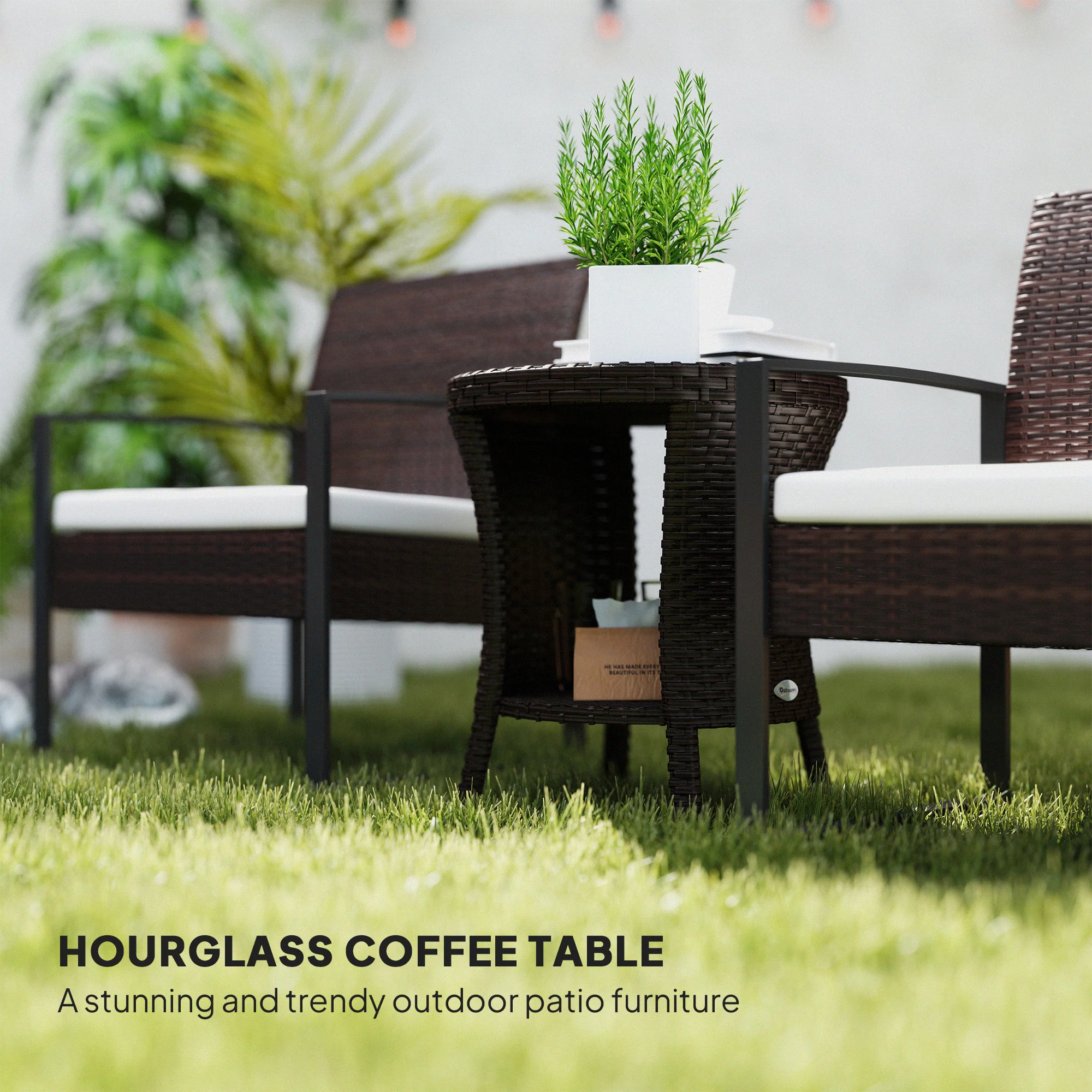 Reclining Outdoor Wicker Lounge Chair w/ Cushion, Adjustable Backrest & Footrest, Brown - Image 6