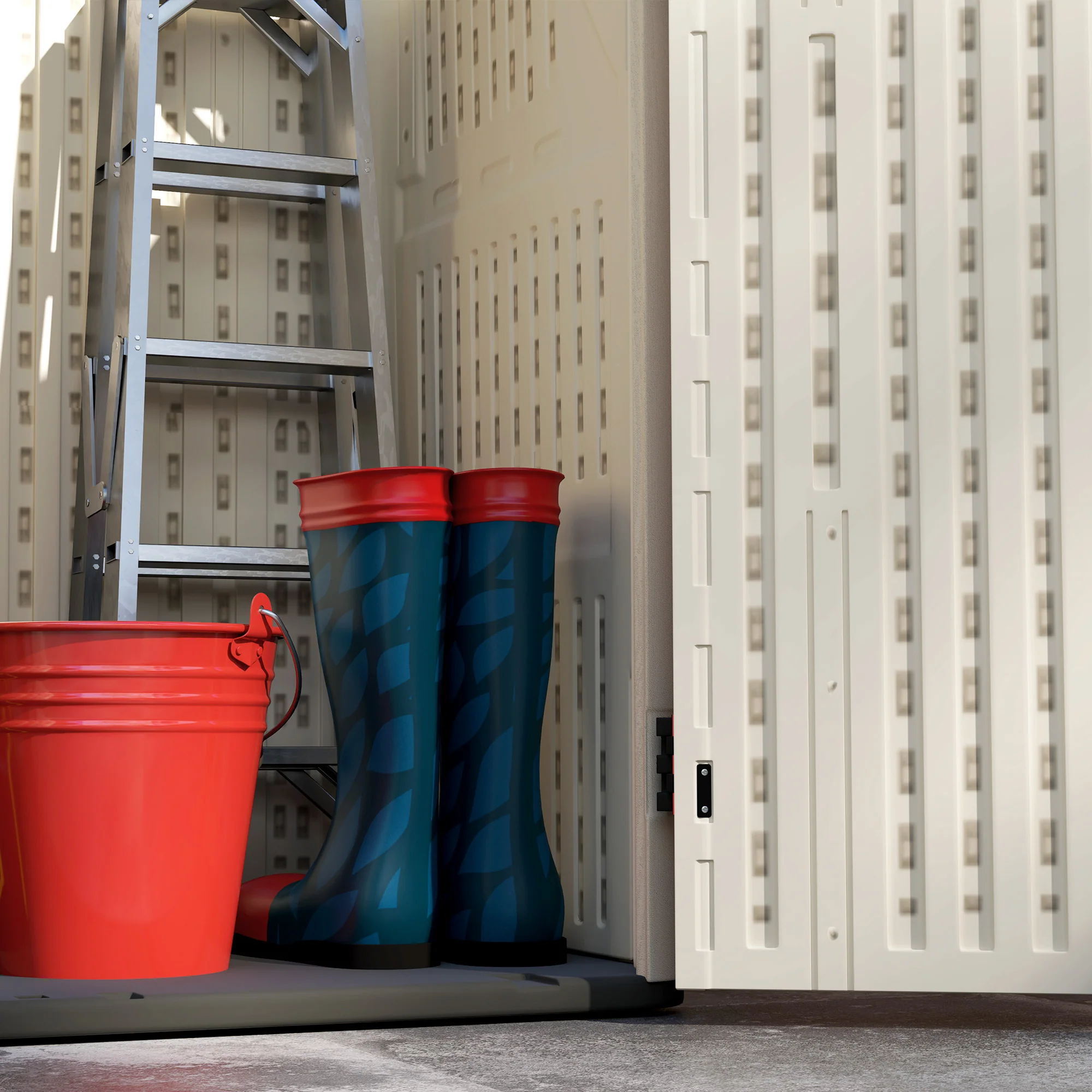 185 Gallon Waterproof Deck Box with Openable Top & Lockable Doors - Image 10