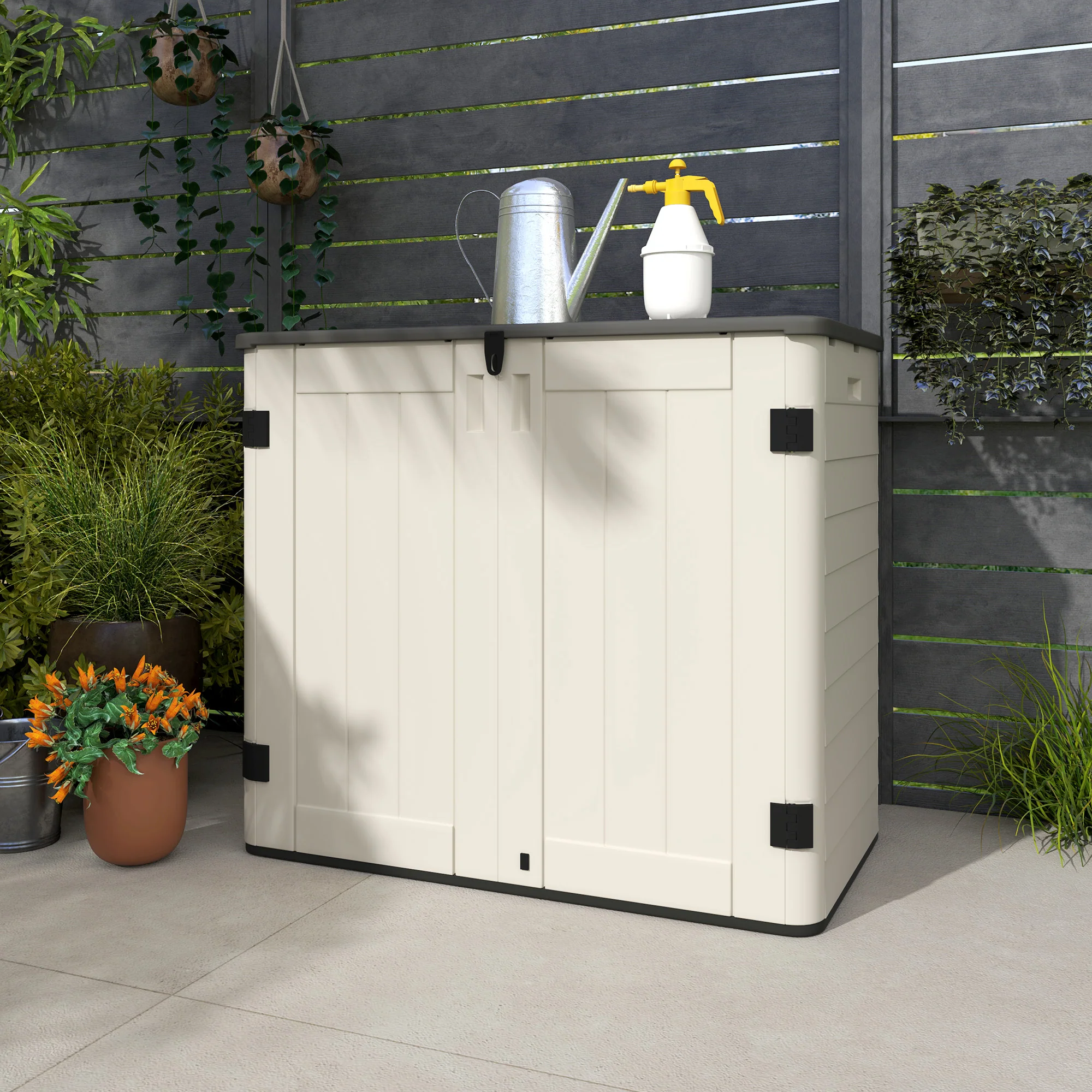 185 Gallon Waterproof Deck Box with Openable Top & Lockable Doors - Image 11