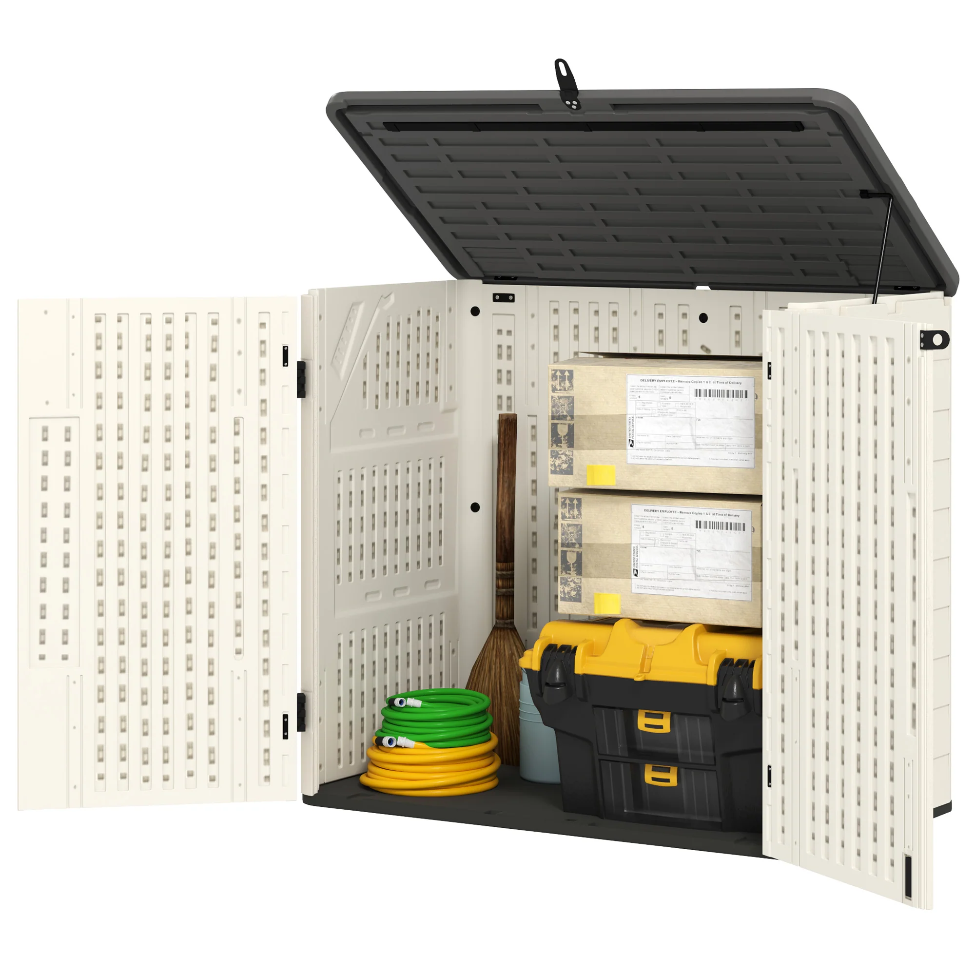 185 Gallon Waterproof Deck Box with Openable Top & Lockable Doors - Image 2