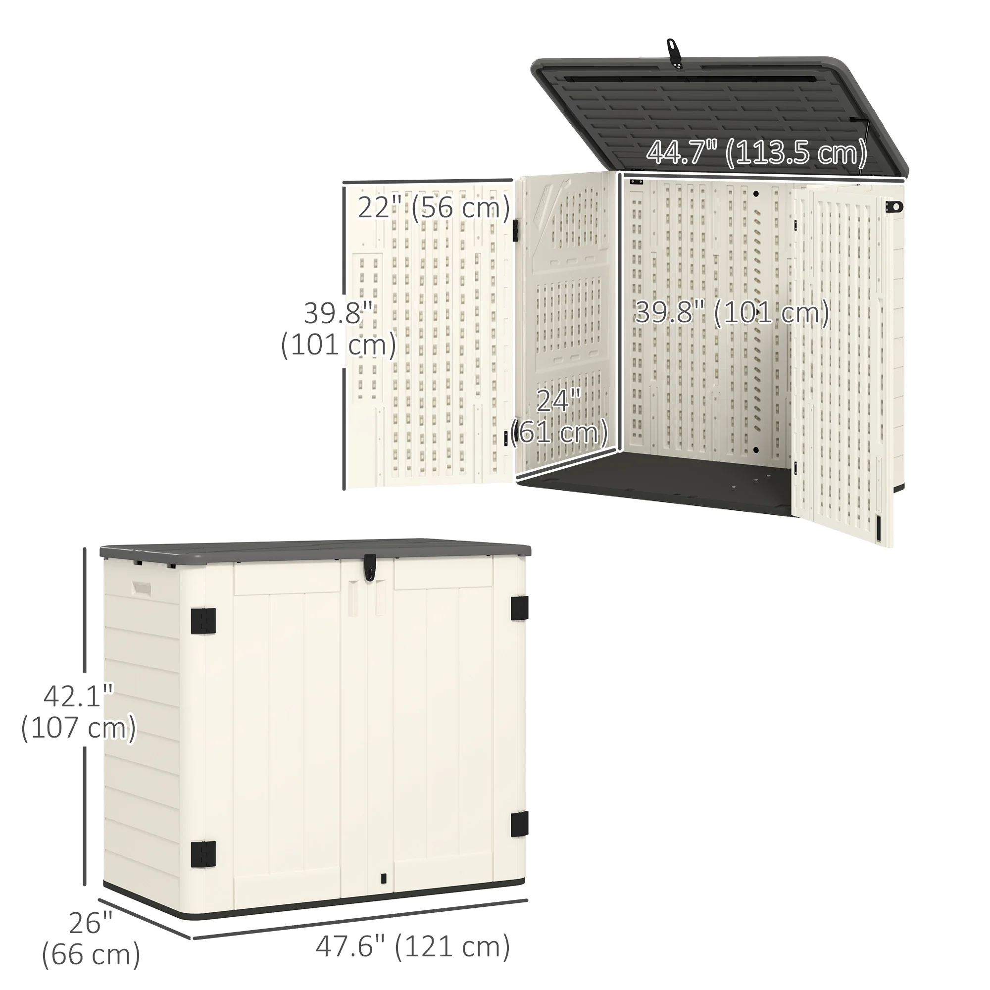 185 Gallon Waterproof Deck Box with Openable Top & Lockable Doors - Image 5