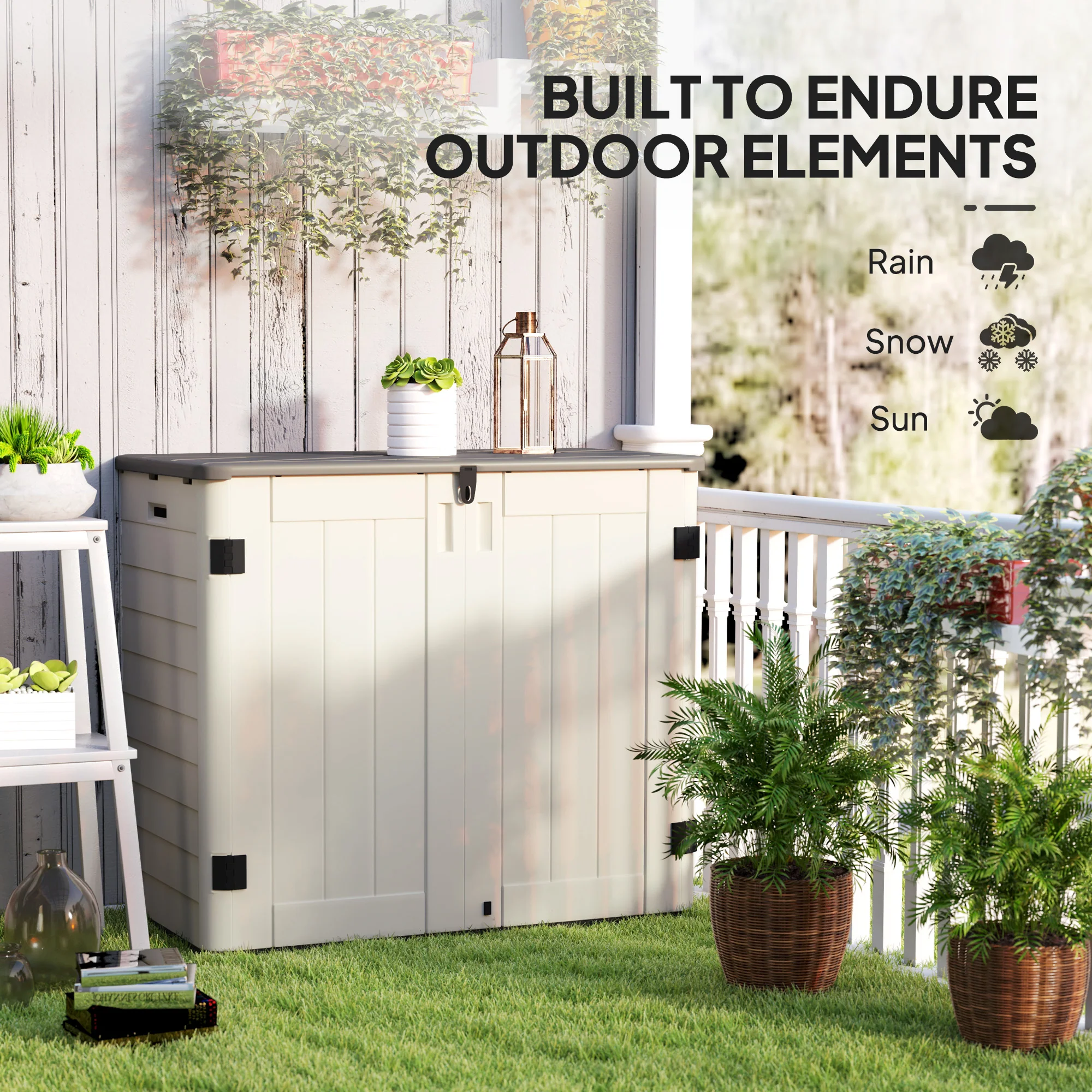 185 Gallon Waterproof Deck Box with Openable Top & Lockable Doors - Image 8