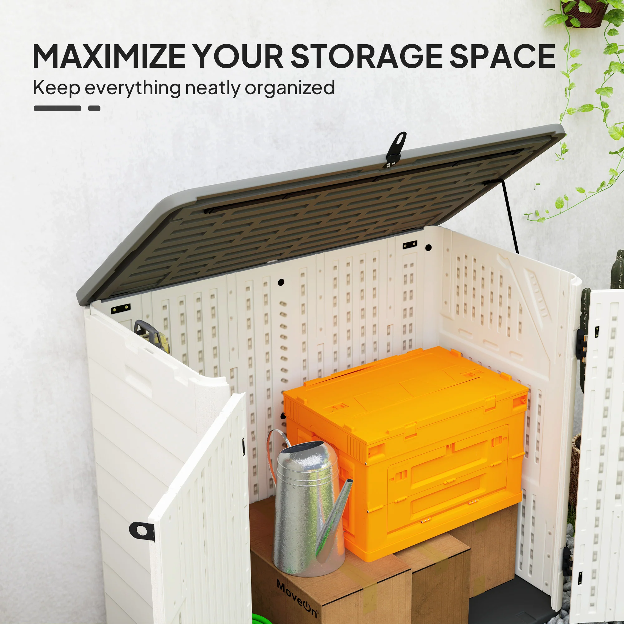 185 Gallon Waterproof Deck Box with Openable Top & Lockable Doors - Image 9
