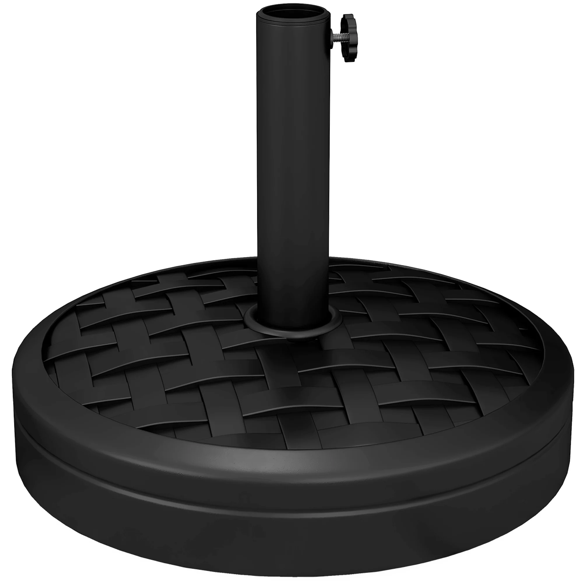 18kg Concrete Parasol Base with Rattan Effect, for 38, 48mm Poles, Black