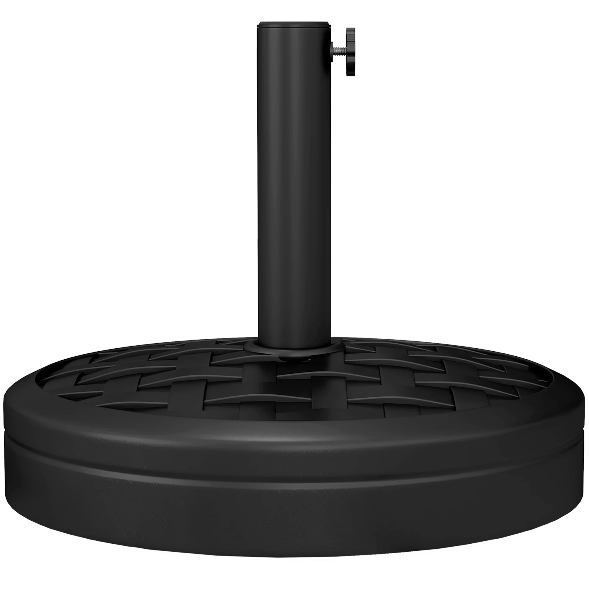 18kg Concrete Parasol Base with Rattan Effect, for 38, 48mm Poles, Black - Image 2