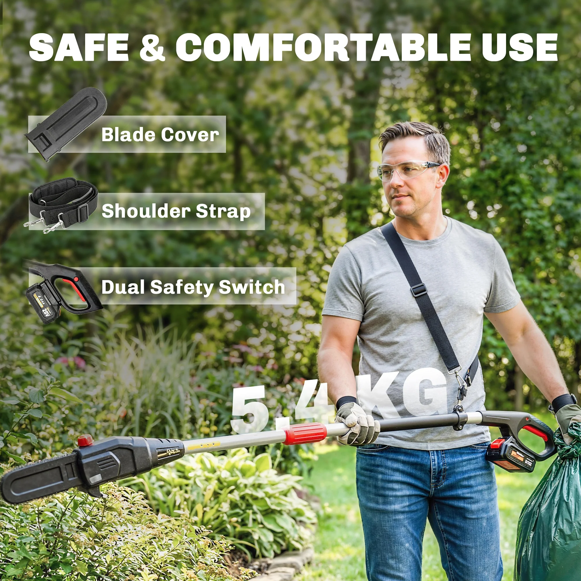 18V 8" Cordless Pole Chainsaw with 2 Batteries and Charger - Image 11
