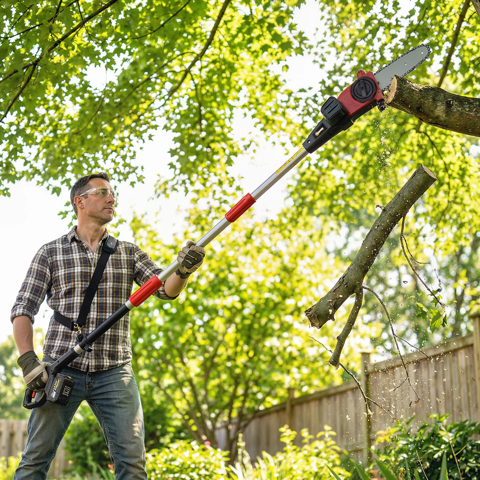 18V 8" Cordless Pole Chainsaw with 2 Batteries and Charger - Image 3